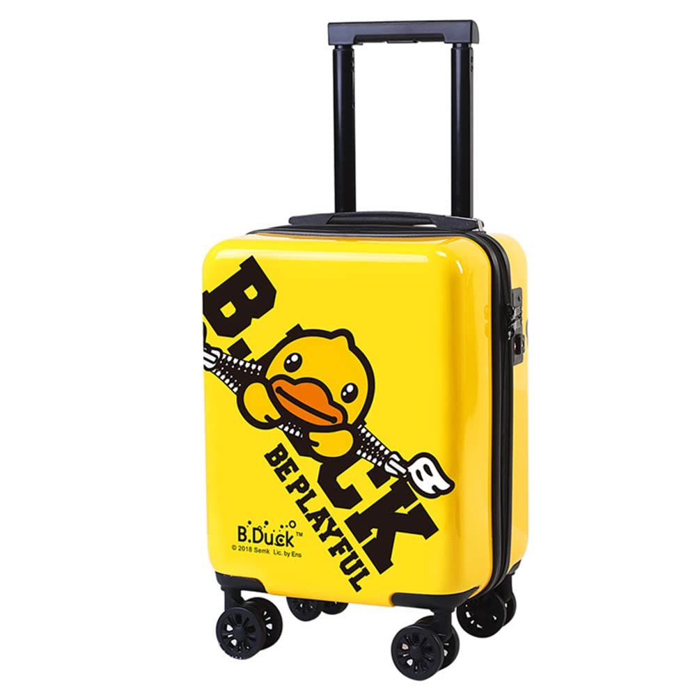 16 Inch Yellow Kids Luggage - Cute Hard Shell Carry-On Suitcase with 4 Spinner Wheels for Toddlers & Children | Perfect for Air Travel, Road Trips & School Use