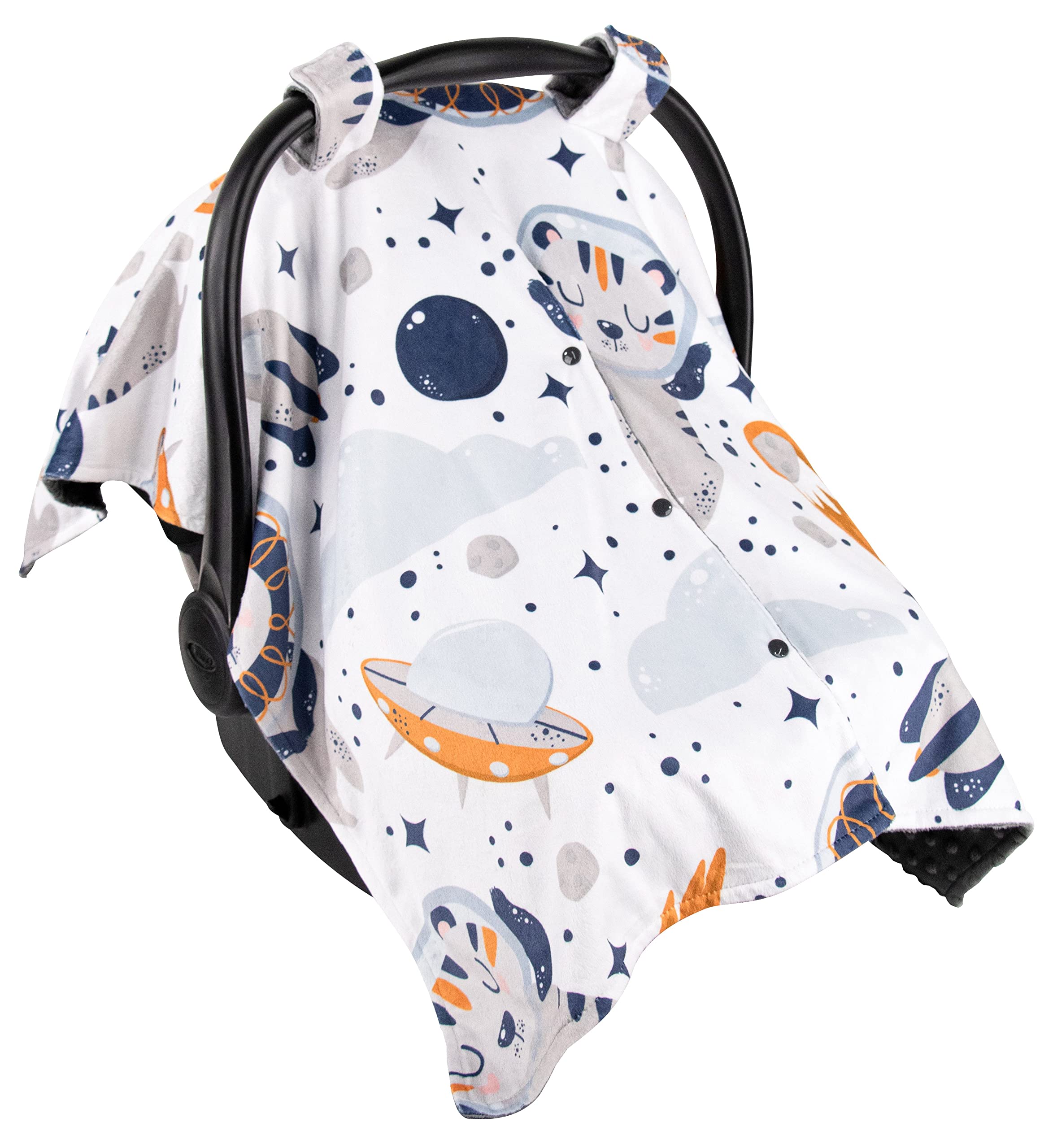 Premium Minky Baby Car Seat Cover - Soft & Breathable Astronaut Tiger Design, 40