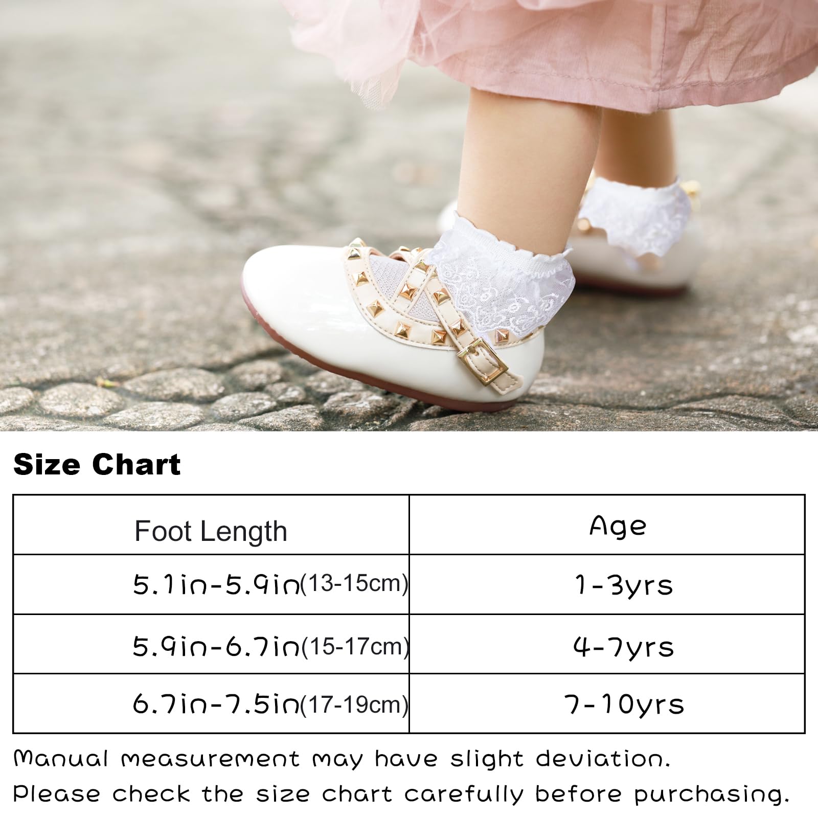 JUPSK Girls Frilly Ankle Socks - 6 Pairs of White & Pink Ballet Ruffle Lace Cotton Socks for Kids (1-10 Years) | School, Dance, Party & Everyday Wear