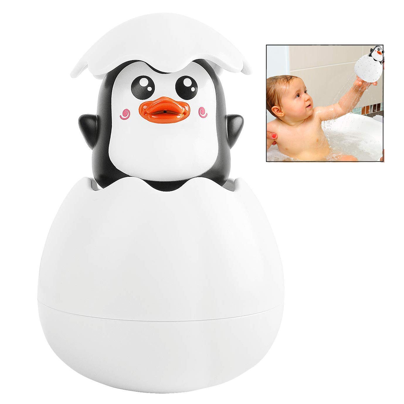 Iwobi Penguin Egg Bath Toy - Fun Water Spray & Rain Shower Toy for Babies & Toddlers | Bathtime Sensory Play & Early Learning