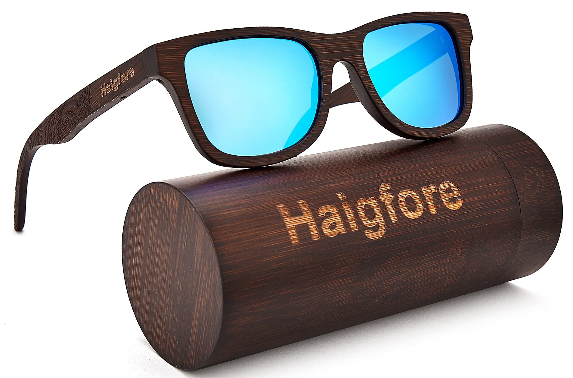 Polarized Wooden Sunglasses for Men & Women - 100% UV400 Protection, Handmade Bamboo Frame - Perfect for Outdoor Activities, Beach & Driving