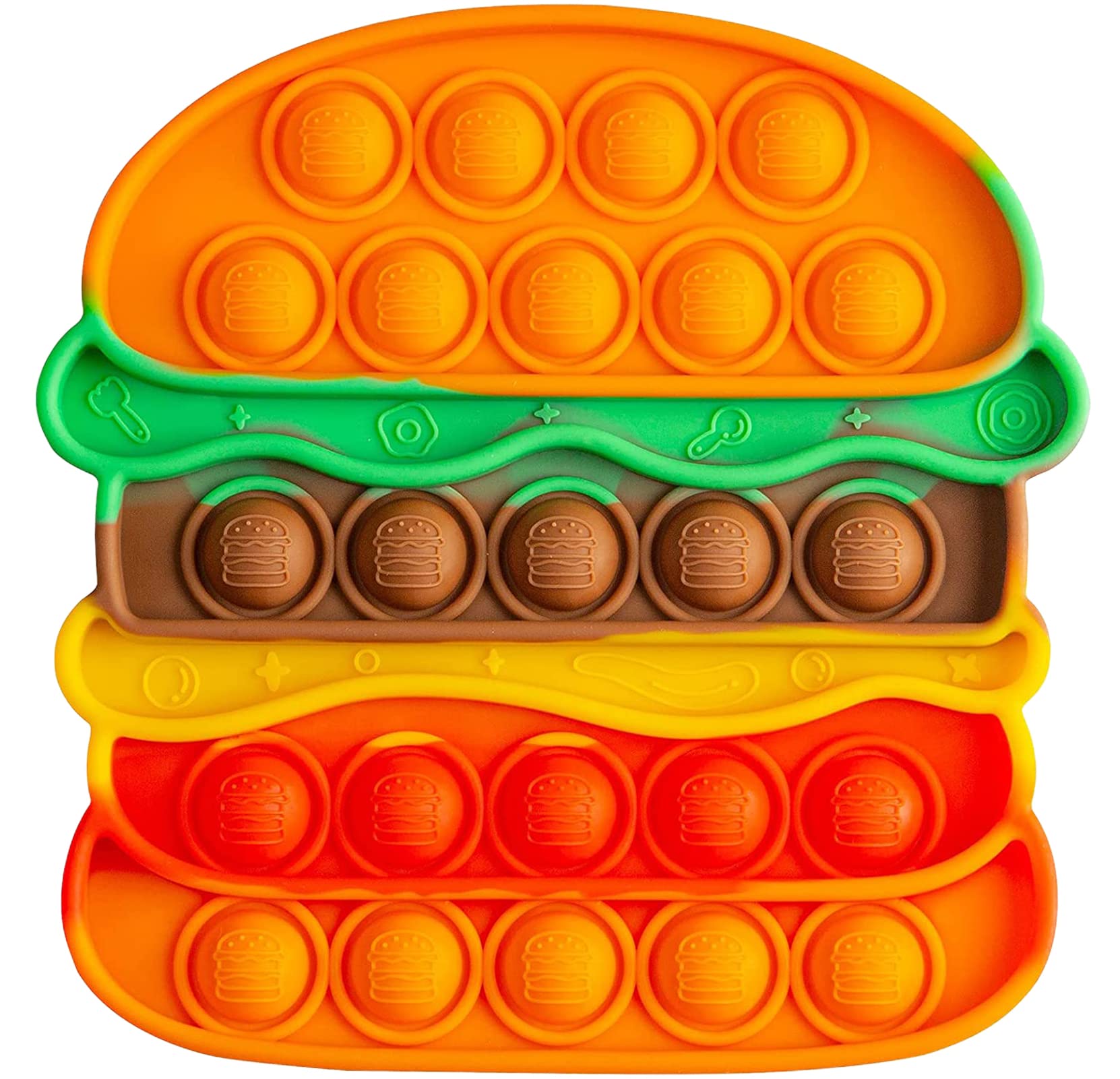 Rainbow Pop Dinosaur Push Bubble Sensory Fidget Toy - Stress Relief & Anxiety Relief for Kids, Teens & Adults - Fun Office Desk Toy & Classroom Learning Material (Hamburger Style) - Perfect for ADHD, Autism & Focus Improvement