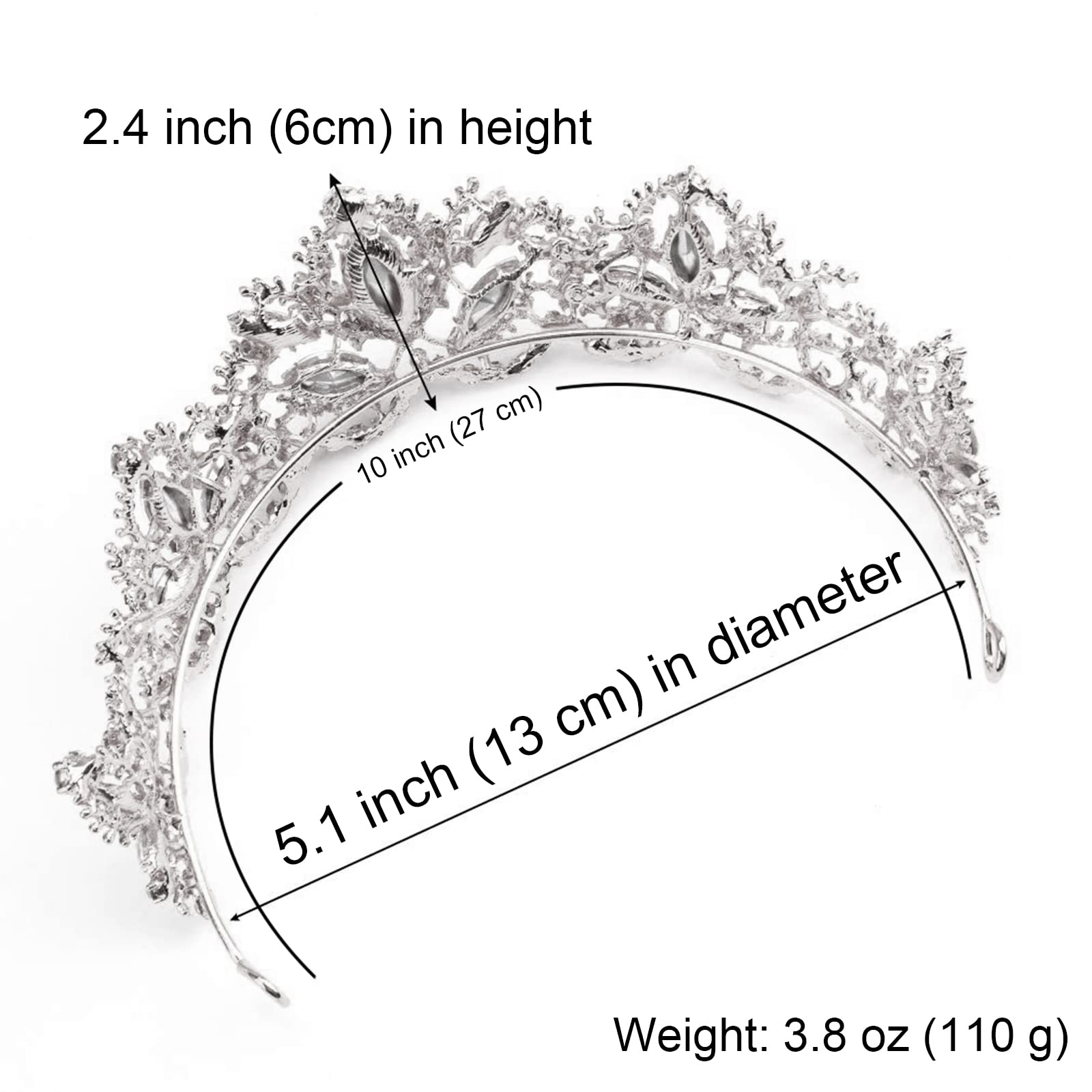 Sparkling Silver Tiara for Women - Rhinestone Wedding Crown, Princess Birthday Headband, Bridal Party & Prom Accessory, Halloween & Christmas Costume Gift - Perfect for Weddings, Parties, Pageants & Special Occasions