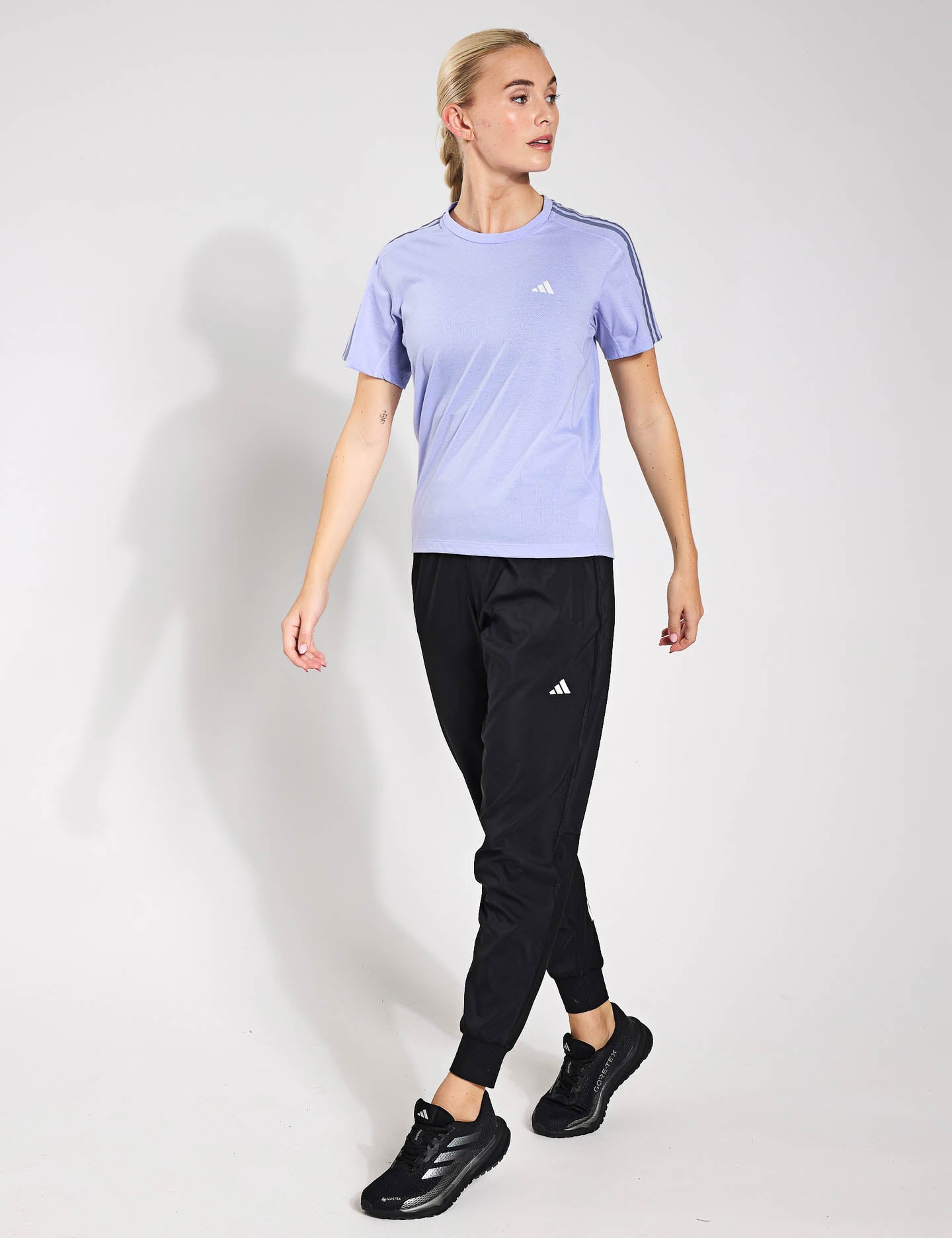 Own the Run 3 Stripes T-Shirt - Violet Tone Athletic Tee for Running, Gym & Casual Wear | Lightweight Breathable Performance Shirt