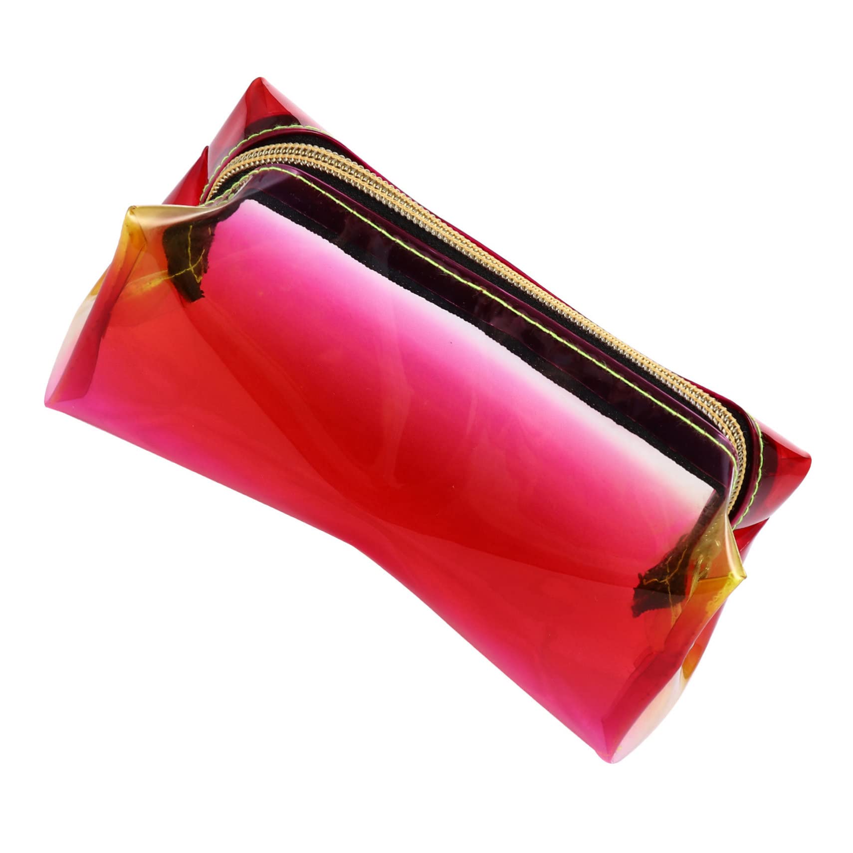 **TENDYCOCO Clear TPU Makeup Bag - Red Travel Toiletry Pouch, Portable Cosmetic Organizer for Makeup Set Storage (1pc) - Perfect for Travel, Gym, and Daily Use**