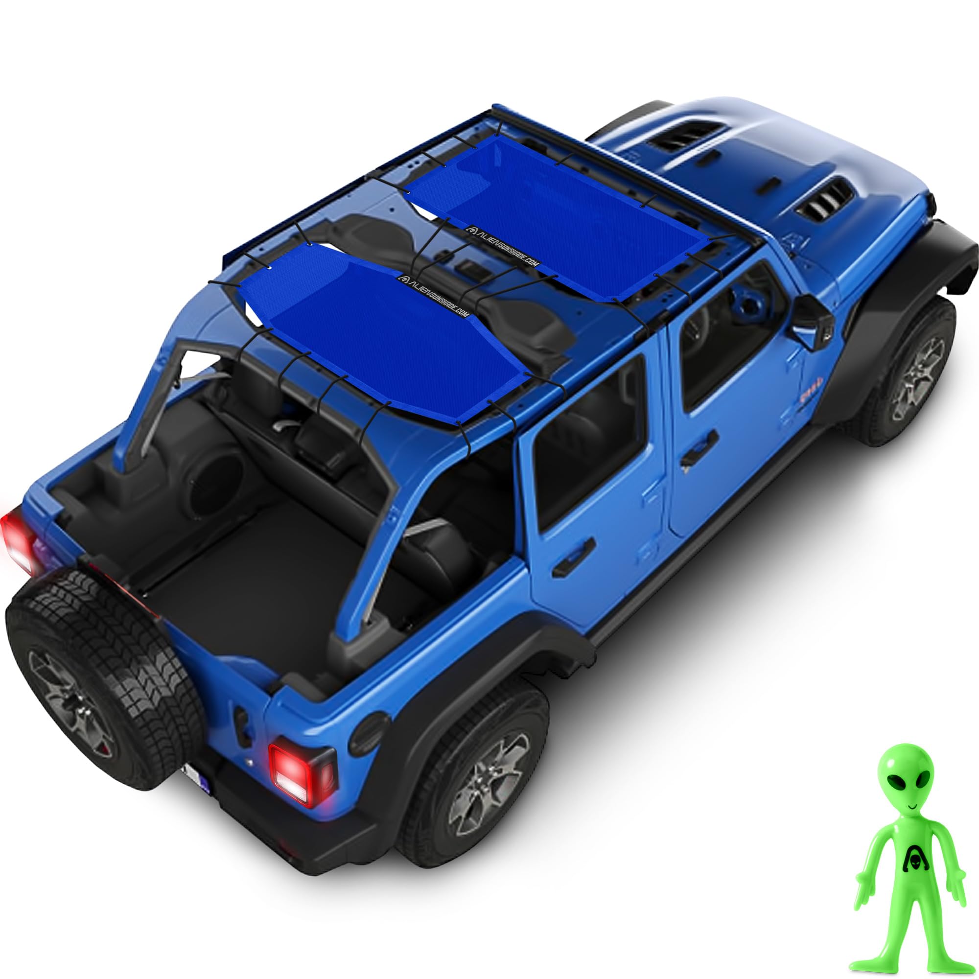 Alien Sunshade for Jeep Wrangler JLU (2018-2023) - Front & Rear Mesh Sun Shade Top Cover | UV Protection, Wind & Noise Reduction | Fits Sport, Sport S, Sahara, Rubicon Models | Perfect for Off-Roading, Beach Trips & Summer Adventures