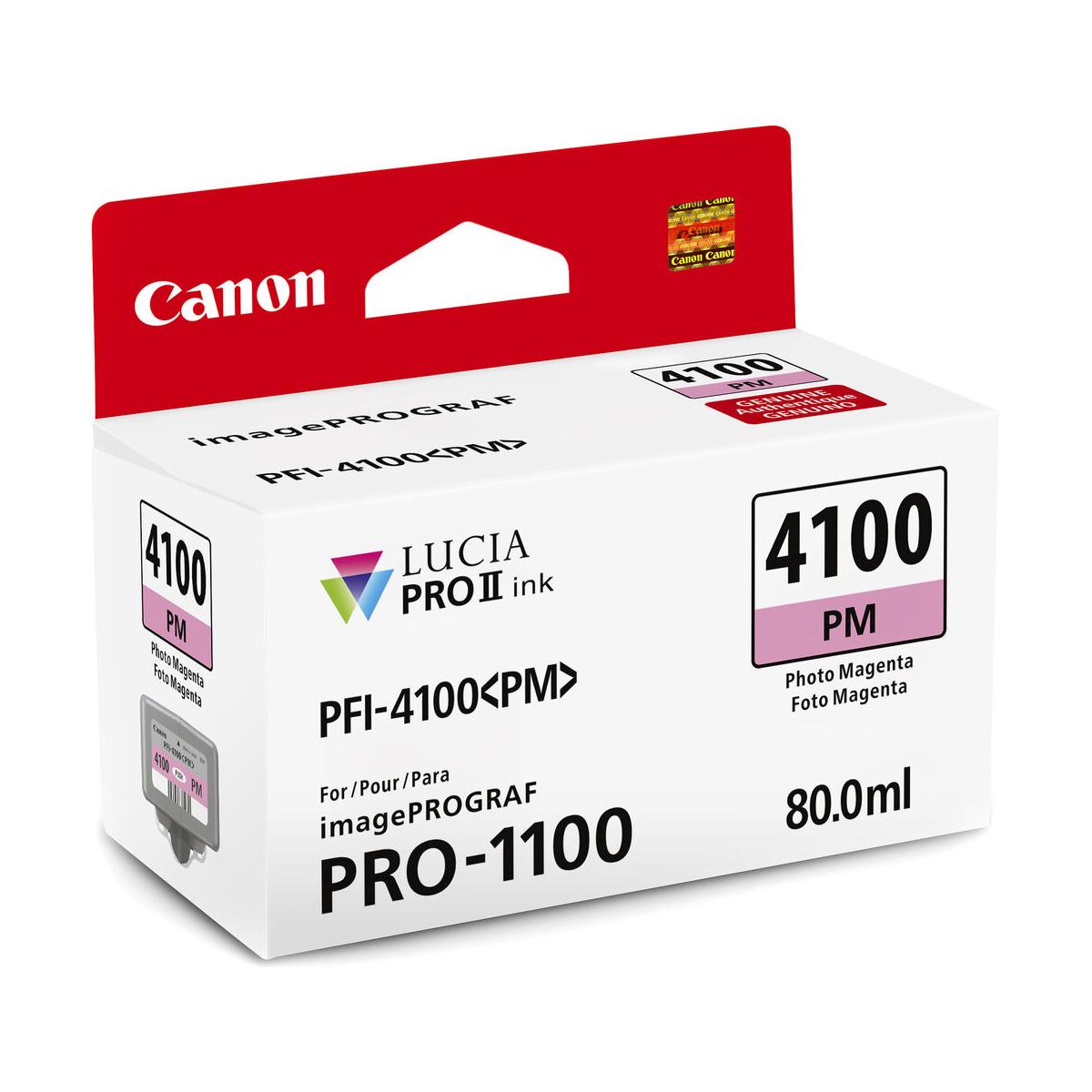 Canon PRO-1100 PFI-4100 Photo Magenta Pigment Ink Cartridge - 80mL High-Quality Printer Ink for Professional Photo Printing | Perfect for Fine Art Prints, Photography Studios & Home Office Use