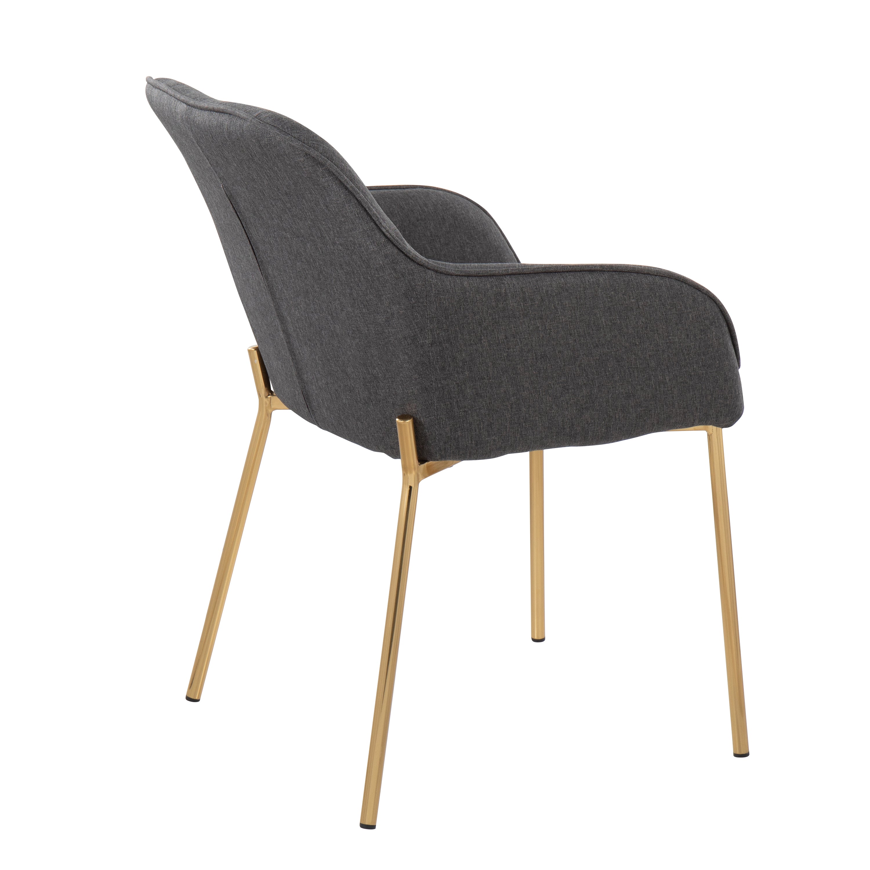 LumiSource Daniella Modern Dining Chairs - Set of 2 Gold Metal Frame with Charcoal Fabric Upholstery - Perfect for Contemporary Dining Room, Kitchen Nook or Breakfast Area