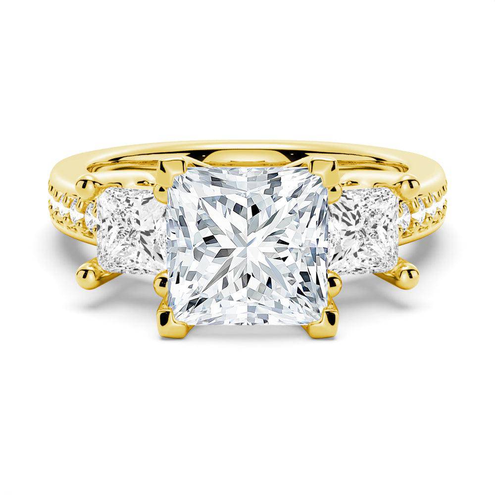 Princess Cut Three Stone Moissanite Engagement Ring for Women - Elegant Wedding Proposal Jewelry Gift for Brides, Anniversaries & Special Occasions