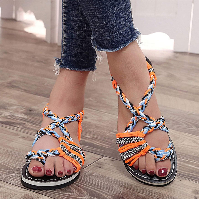 Stylish Summer Rope Flat Beach Sandals for Women - Comfortable Casual Flip Flops with Non-Slip Sole | Perfect for Beach, Pool, Vacation & Outdoor Activities