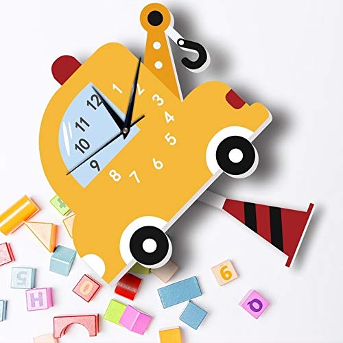 Creative Kids Wall Clock - Cute Cartoon Car Design for Children's Room & Kindergarten Decor | Early Education Learning Tool | Perfect for Bedrooms, Playrooms & Classroom Decor