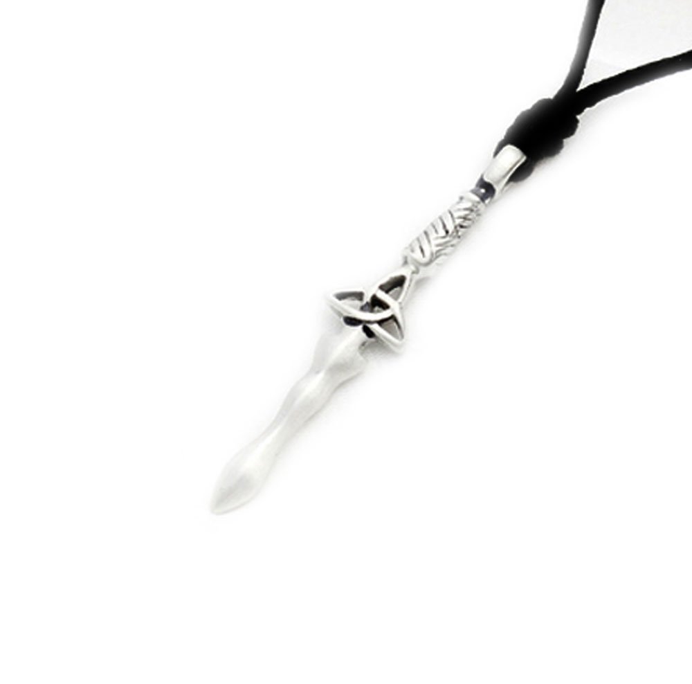 Trilogy Sword Silver Pewter Charm Necklace Pendant - Medieval Fantasy Jewelry for Cosplay, LARP & Gift Giving