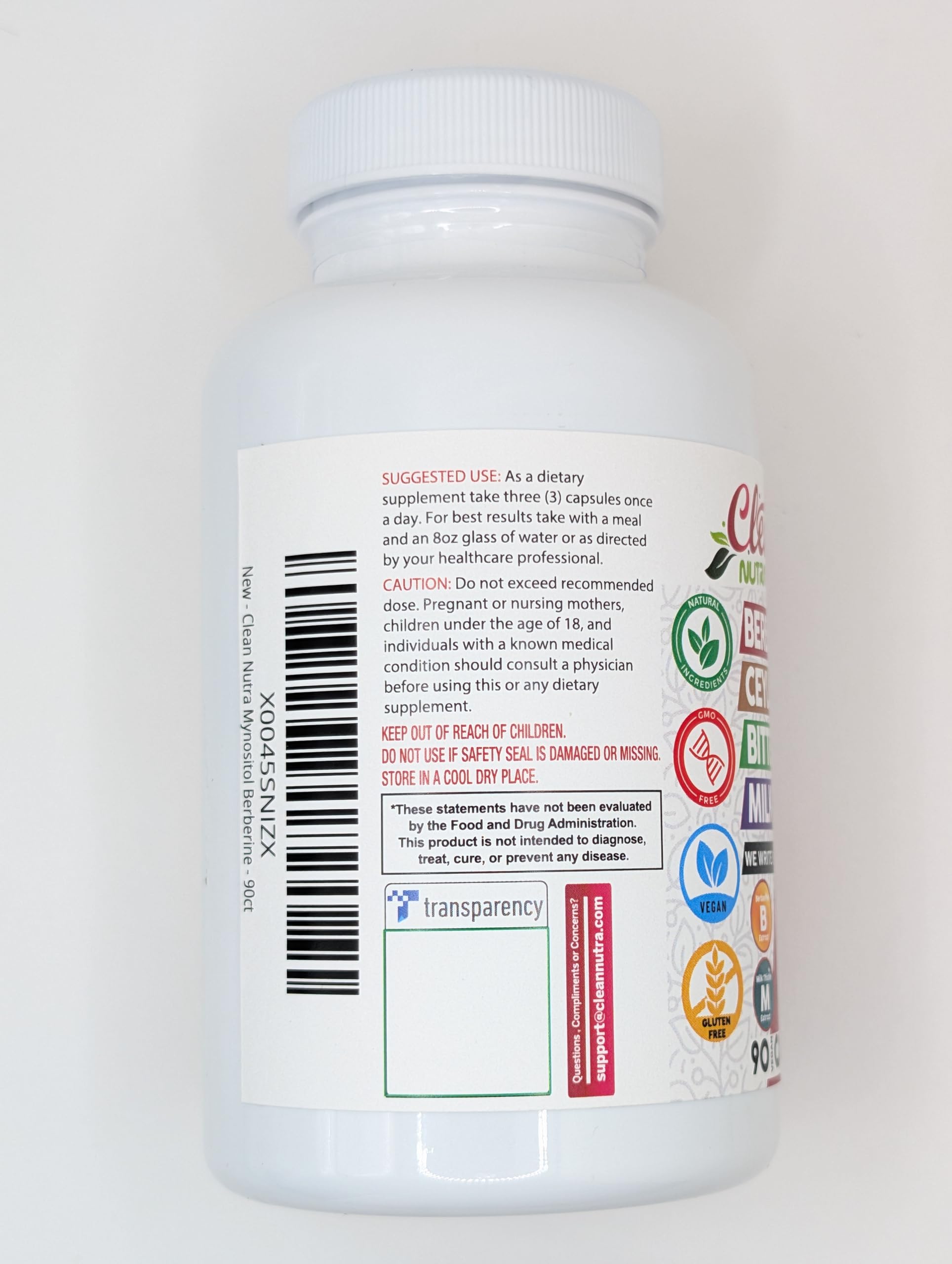 Clean Nutra Berberine Supplement with Ceylon Cinnamon & Herbal Extracts - Vegan Capsules for Blood Sugar Support, Metabolism & Digestive Health | Ideal for Daily Wellness Routine & Natural Weight Management
