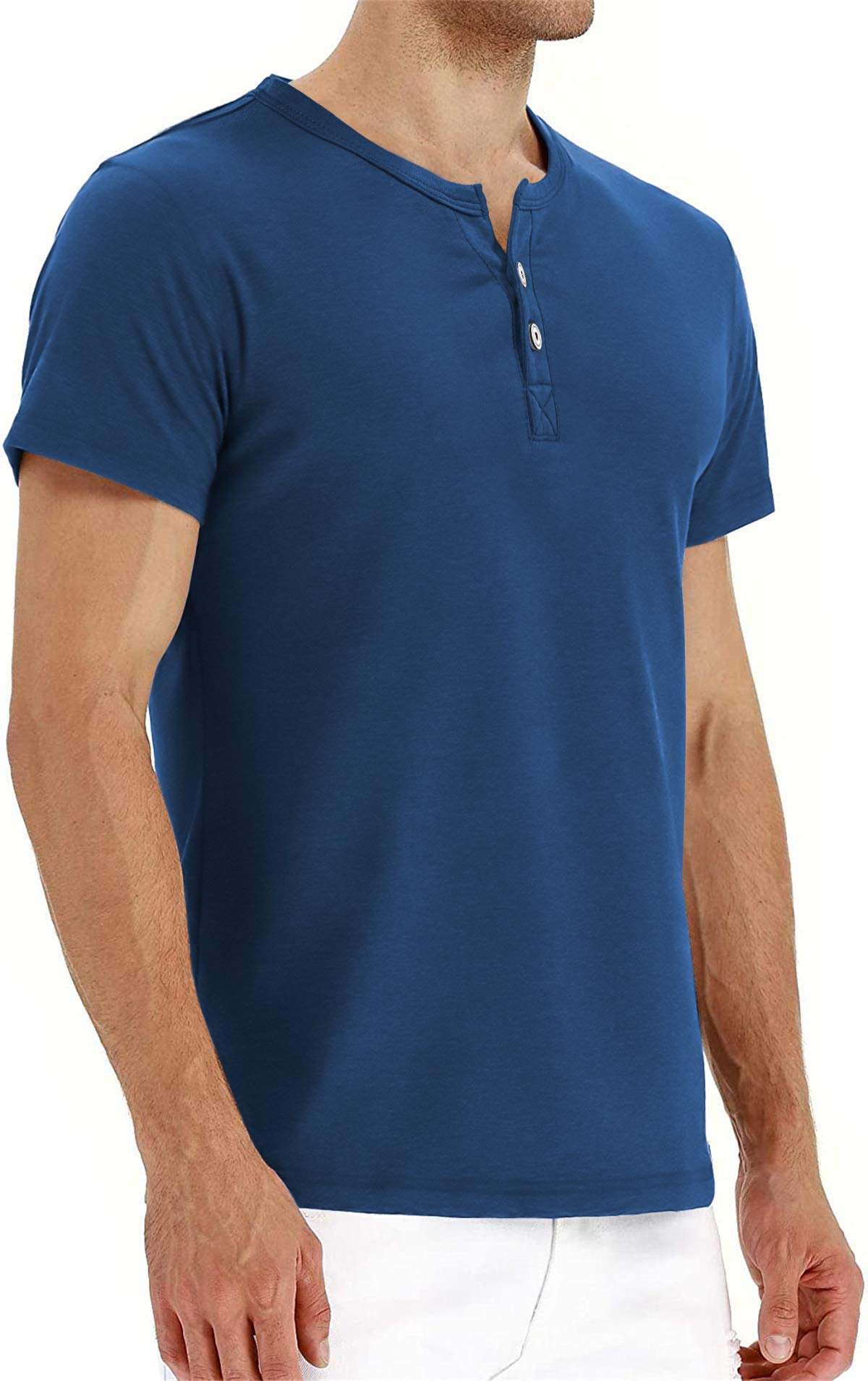 Aiyino Men's Casual Slim Fit Long Sleeve Henley T-Shirt - Soft Cotton Breathable Shirt for Everyday Wear, Work, and Outdoor Activities