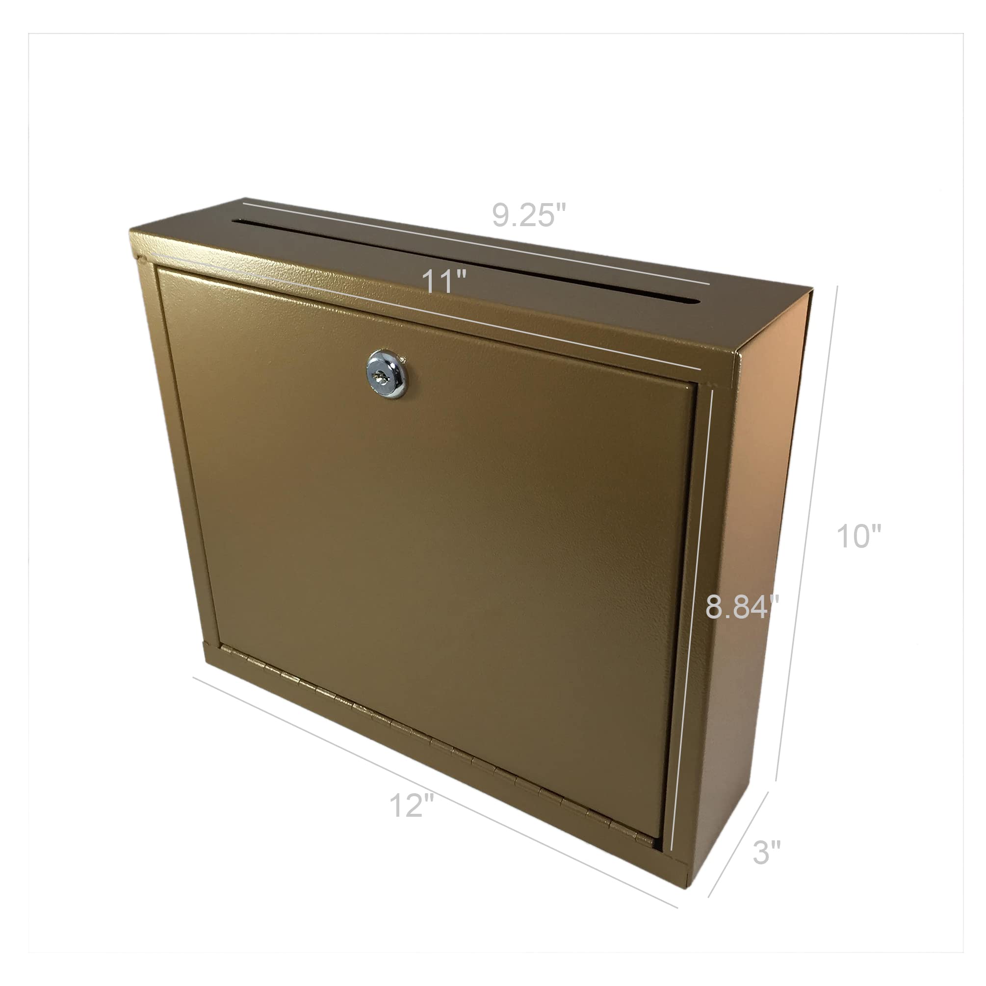 FixtureDisplays® Medium Wall Mountable Multipurpose Box - Suggestion, Donation, Drop, Mail & Cash Box (Copper) - Perfect for Offices, Retail Stores & Public Spaces