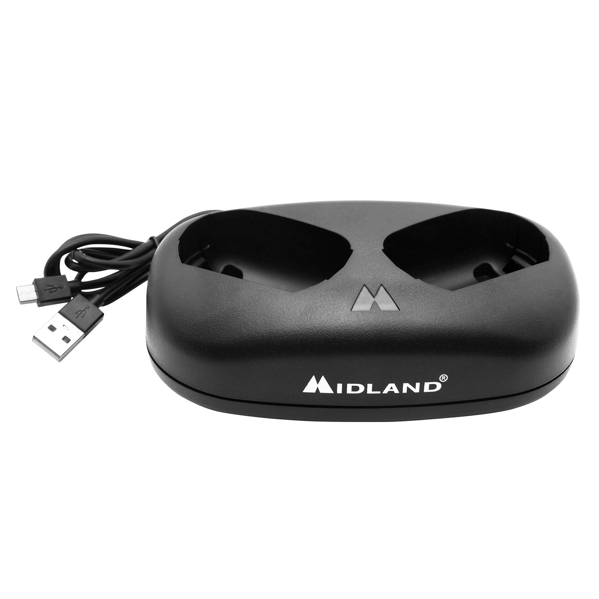 Midland AVP23 Dual Desktop Charger for X-Talker T51 Two-Way Radios - USB Recharging Station for 2 Walkie Talkies - Perfect for Camping, Hiking, and Outdoor Adventures