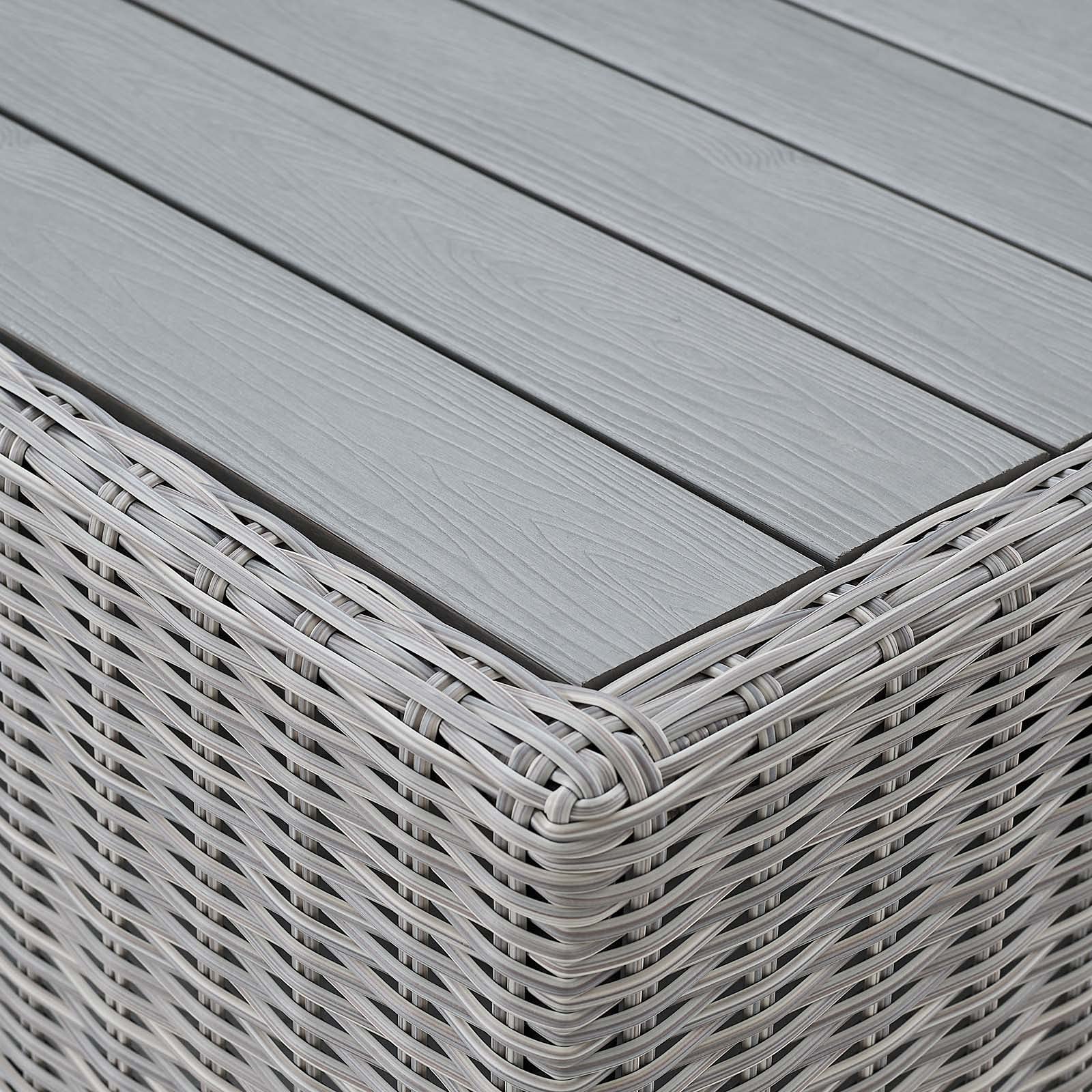 Modern Grey Rattan Wicker Rectangular Coffee Table for Outdoor Patio, Balcony & Bistro - Perfect for Lounging, Entertaining & Relaxing in Your Garden or Backyard