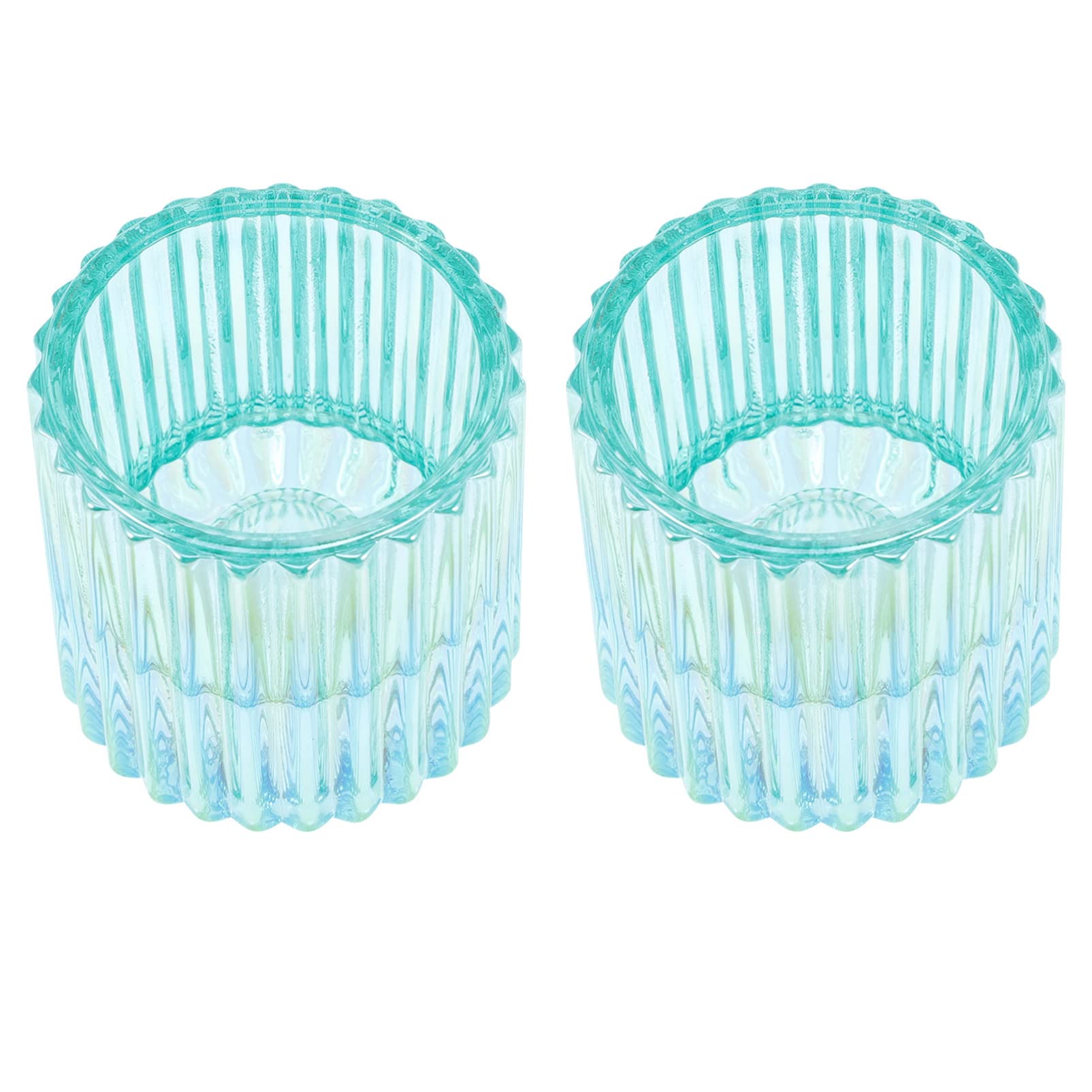 OSALADI 2-Pack Blue Glass Votive Candle Holders - Crystal Tealight Candle Cups for Wedding Centerpieces, Home Decor & Birthday Party Decorations | Perfect for Romantic Dinners, Spa Nights & Holiday Tablescapes