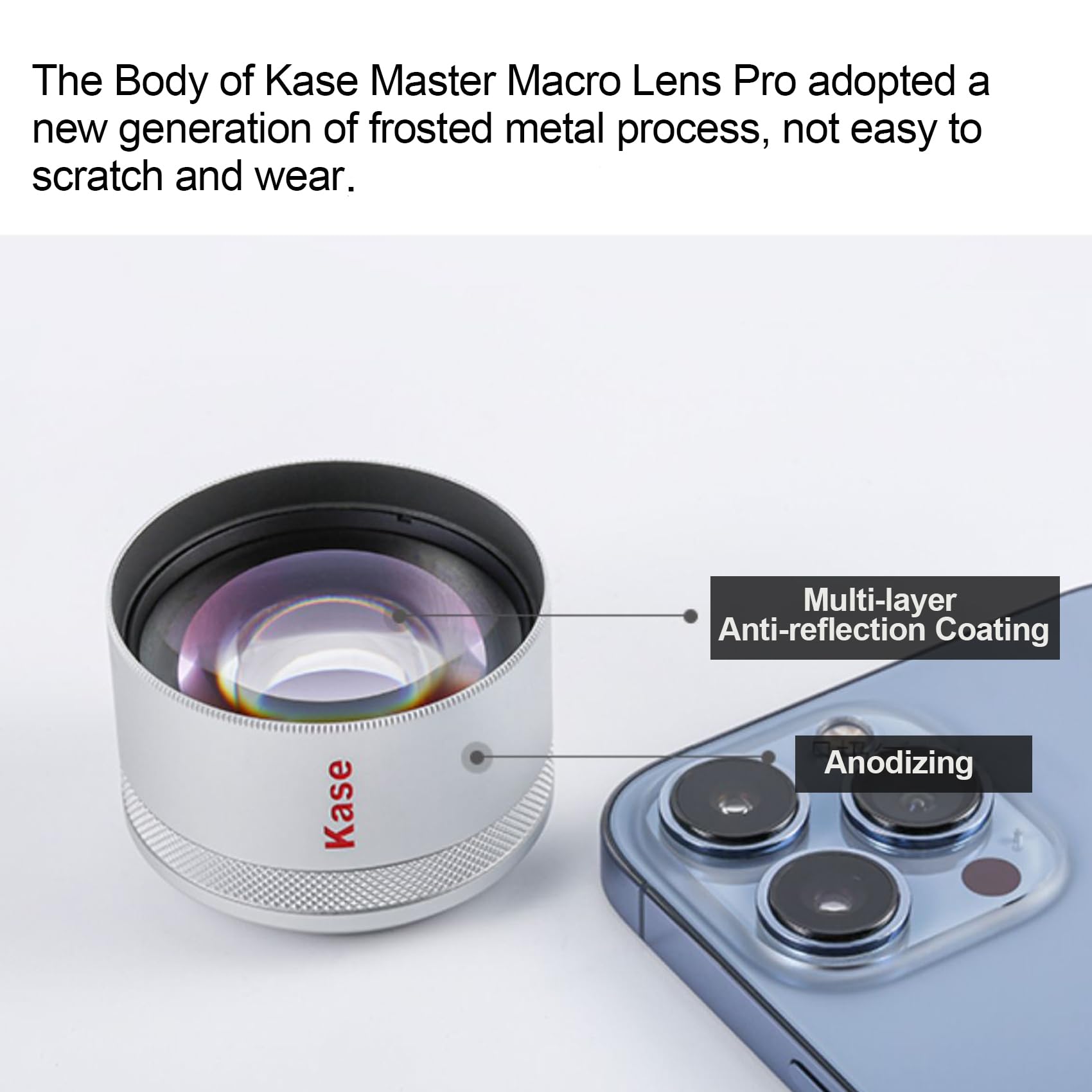 Kase Master Macro Phone Camera Lens Pro with 52mm Filter Adapter Ring for iPhone 16/15/14/13/12 Pro Max & Samsung Android - 40-85mm Shooting Distance - Perfect for Close-Up Photography, Product Shots & Nature Macro Shots