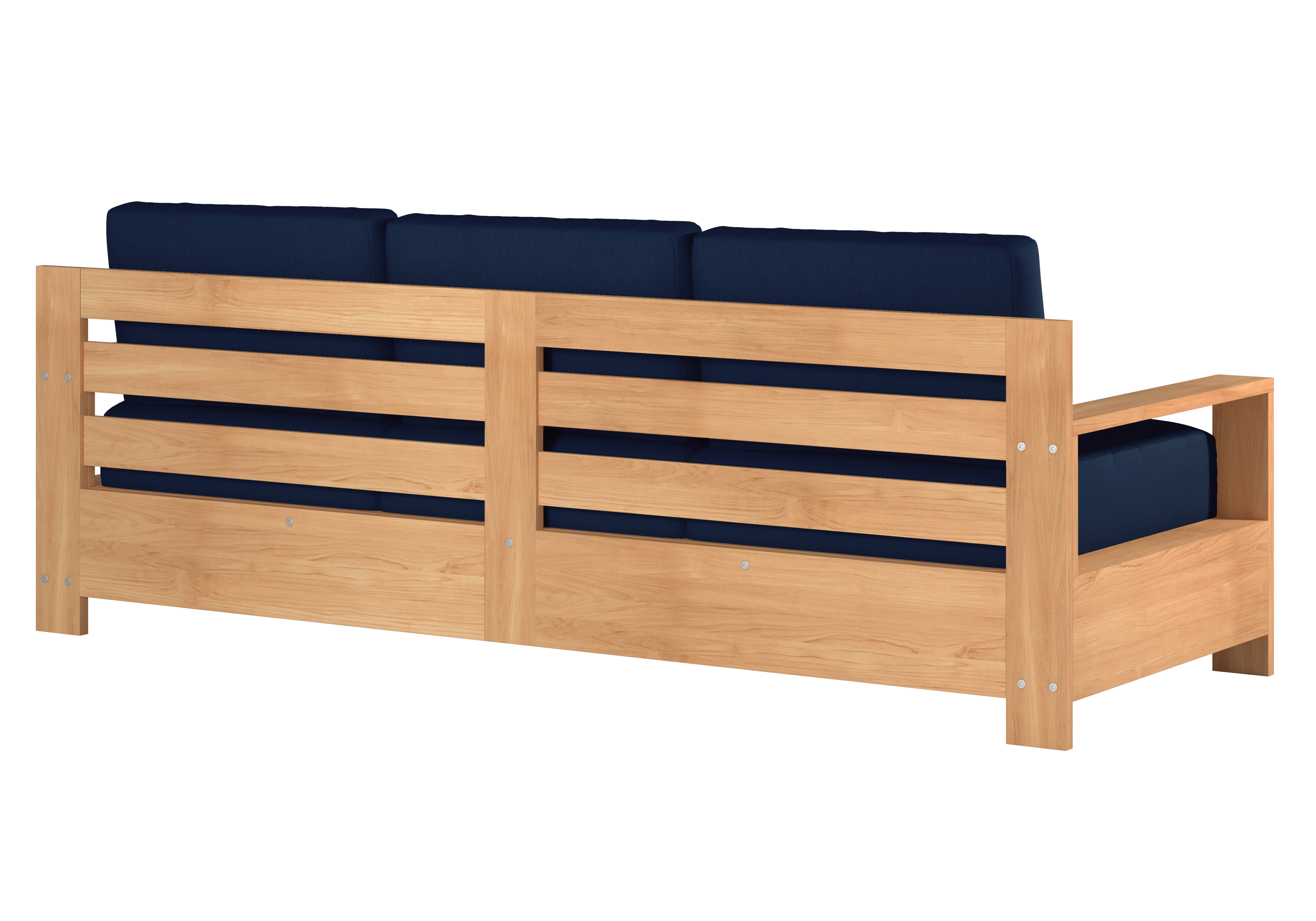 Lothair 4-Piece Teak Outdoor Patio Deep Seating Set with Sunbrella Navy Cushions - Durable All-Weather Furniture for Backyard, Poolside & Garden Relaxation