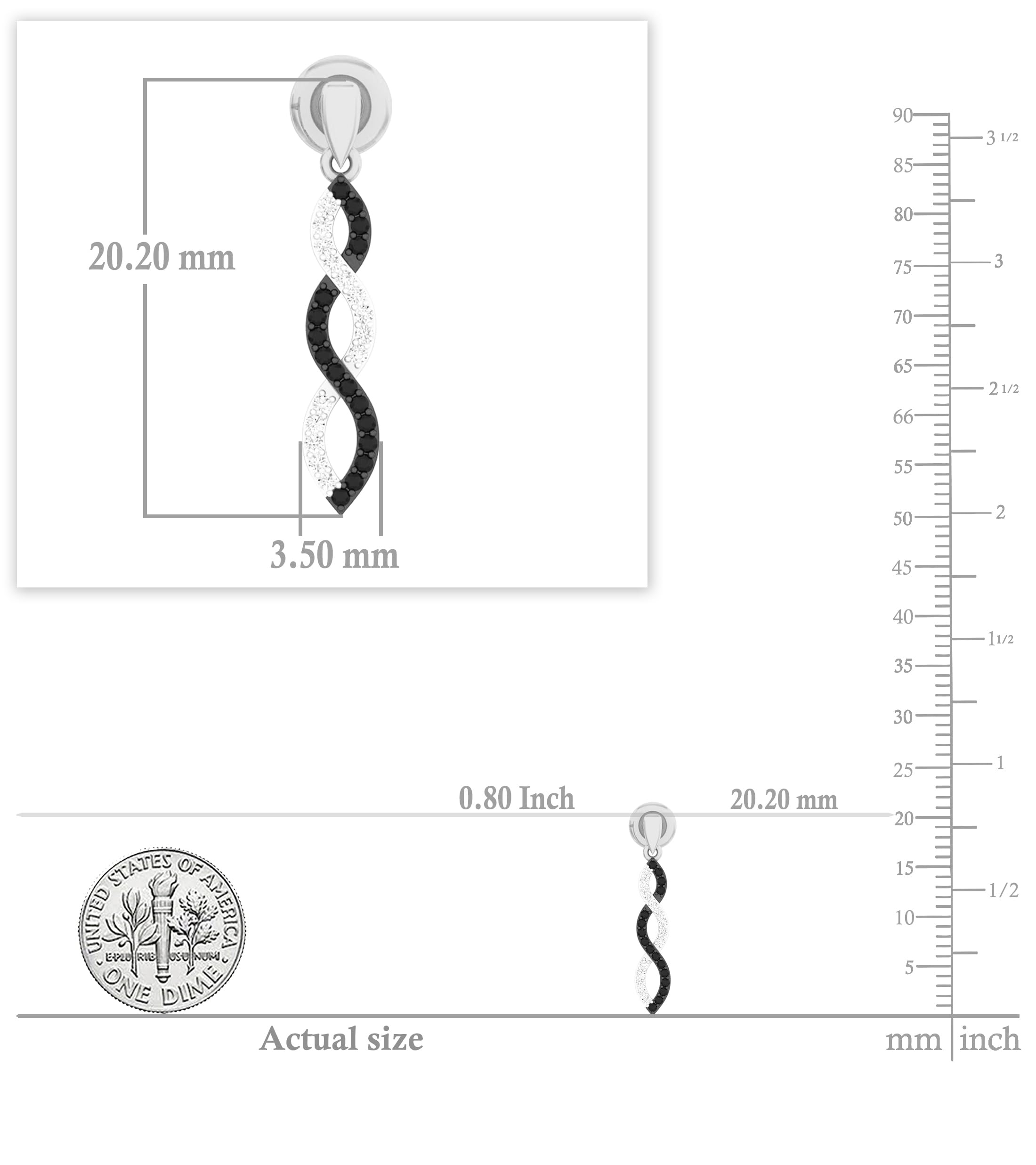 Dazzlingrock 0.20 Cttw Round Black & White Diamond Swirl Drop Earrings for Women - 14K Solid Gold Dangle Earrings for Wedding, Party & Special Occasions