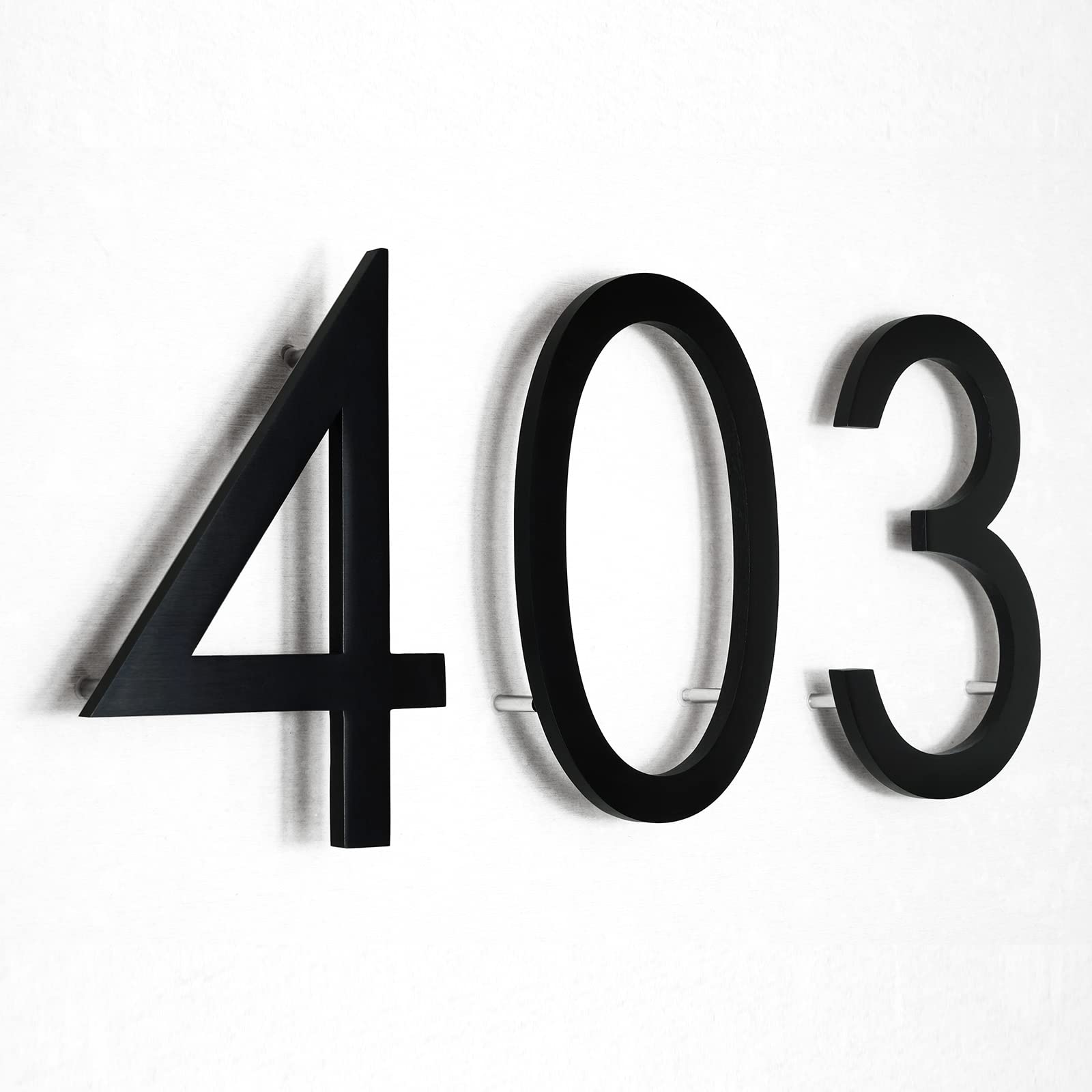 8 Inch Modern Floating House Numbers - Black Aluminum Address Plaque for Outdoor, Flush Mount Street Numbers - Perfect for Front Door, Mailbox, and Exterior Home Address Signage (Number 3)