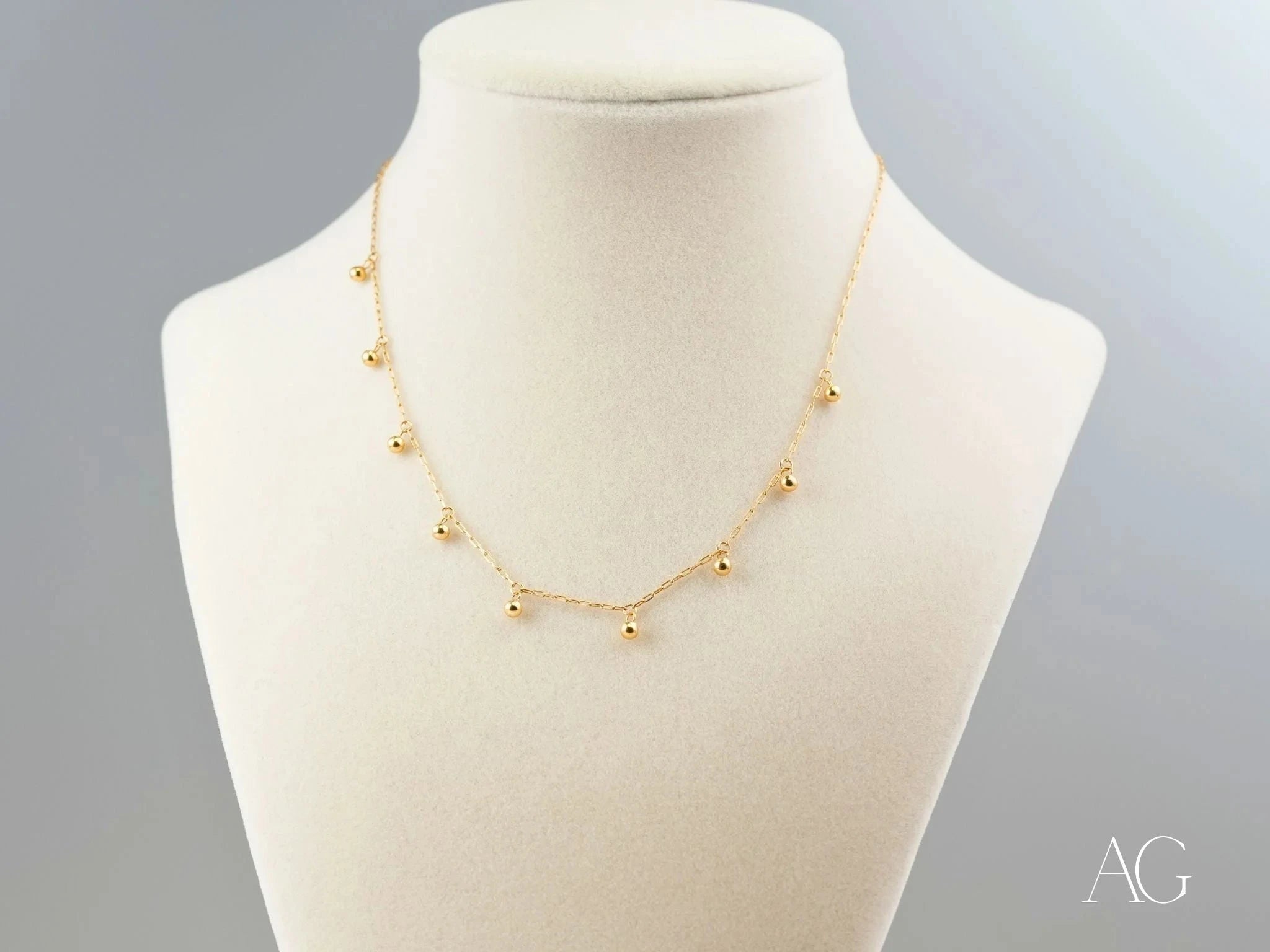 18K Gold Beaded Elegant Necklace for Women - Perfect for Weddings, Parties & Special Occasions