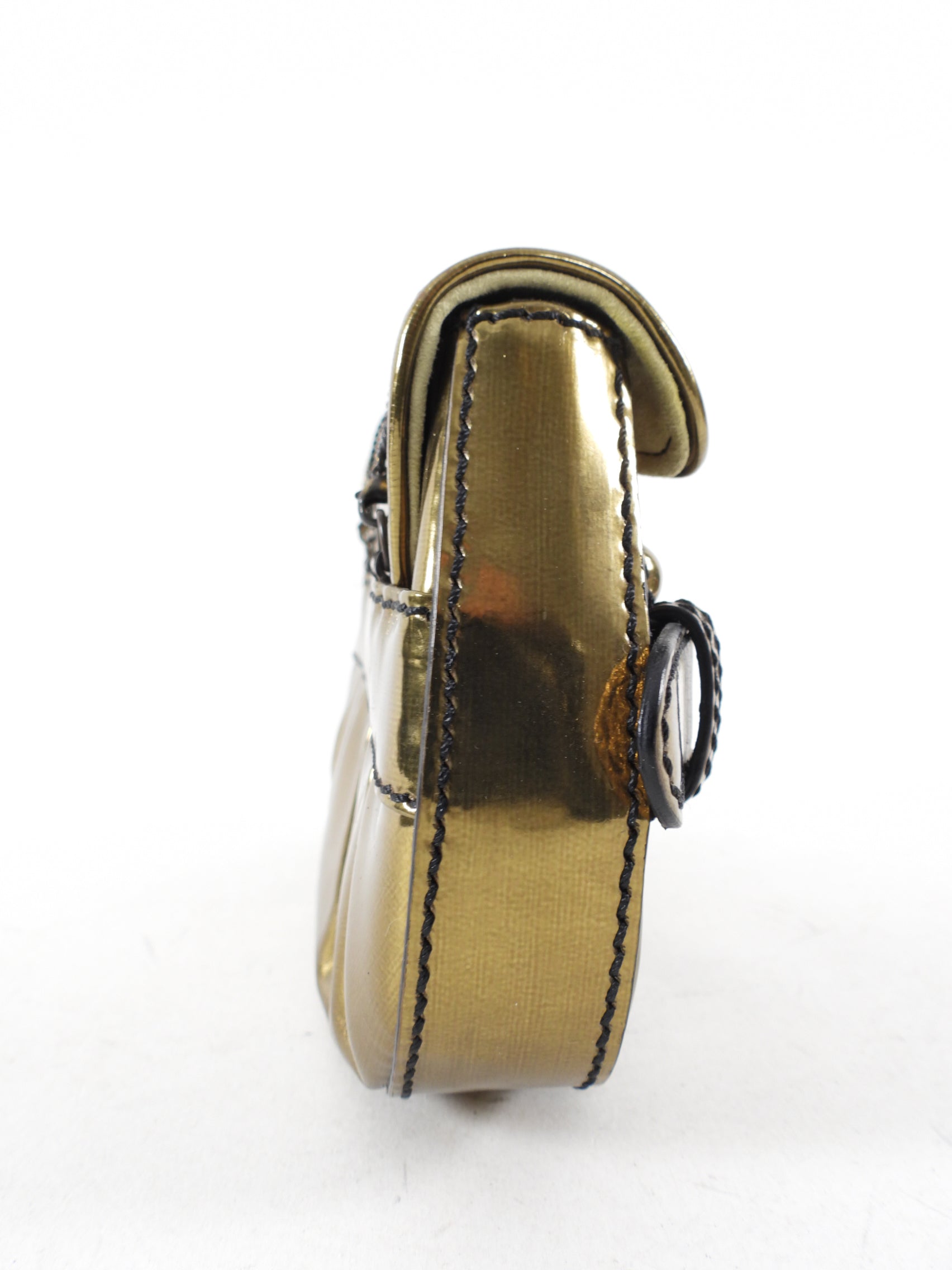 Fendi Bronze Leather Mini B Bis Crossbody Bag with Chain Strap - Perfect for Evening Out & Party Accessories