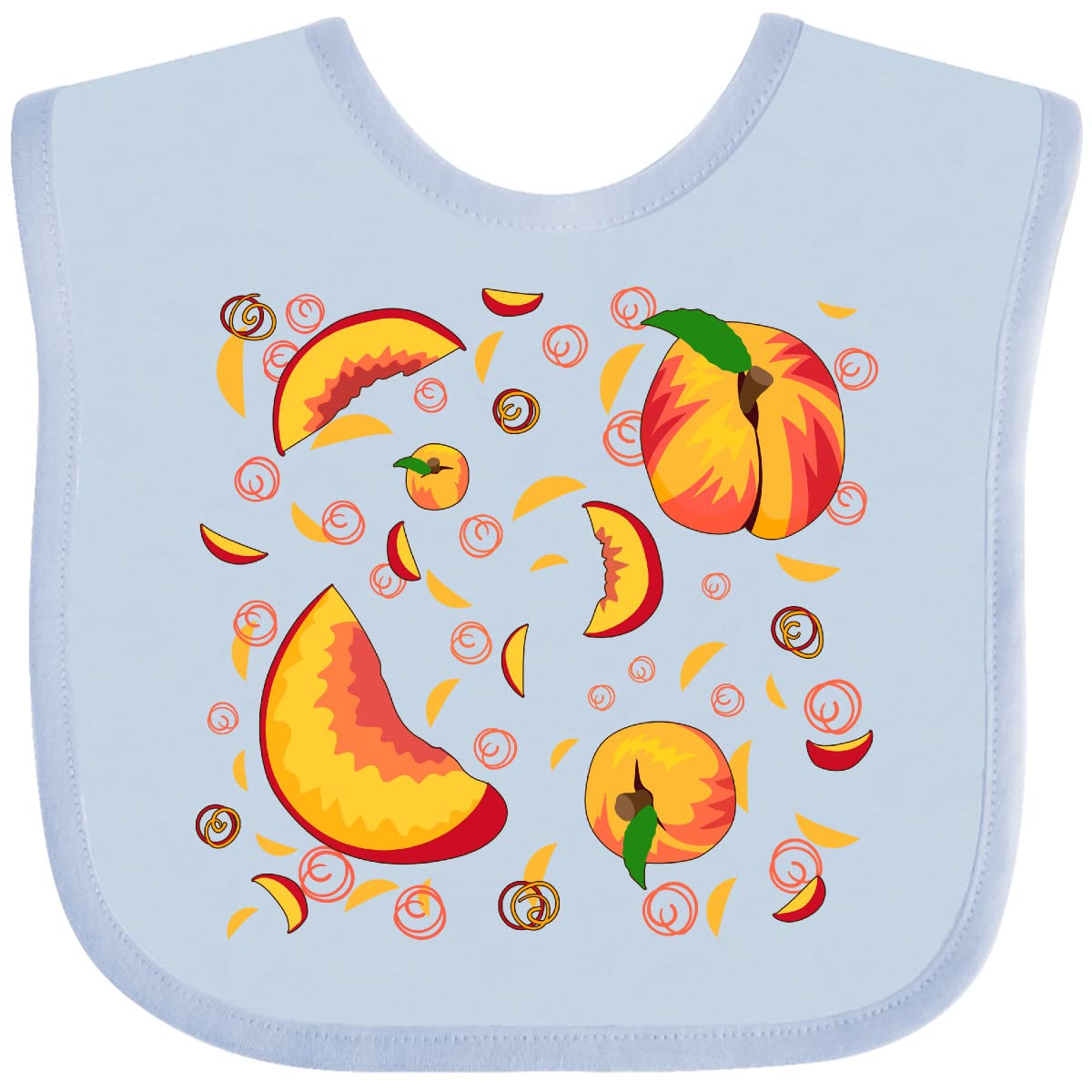 Inktastic Peach Fruit Party Baby Bib - Soft & Absorbent Drool Bib for Infants & Toddlers - Perfect for Feeding, Teething, and Everyday Use