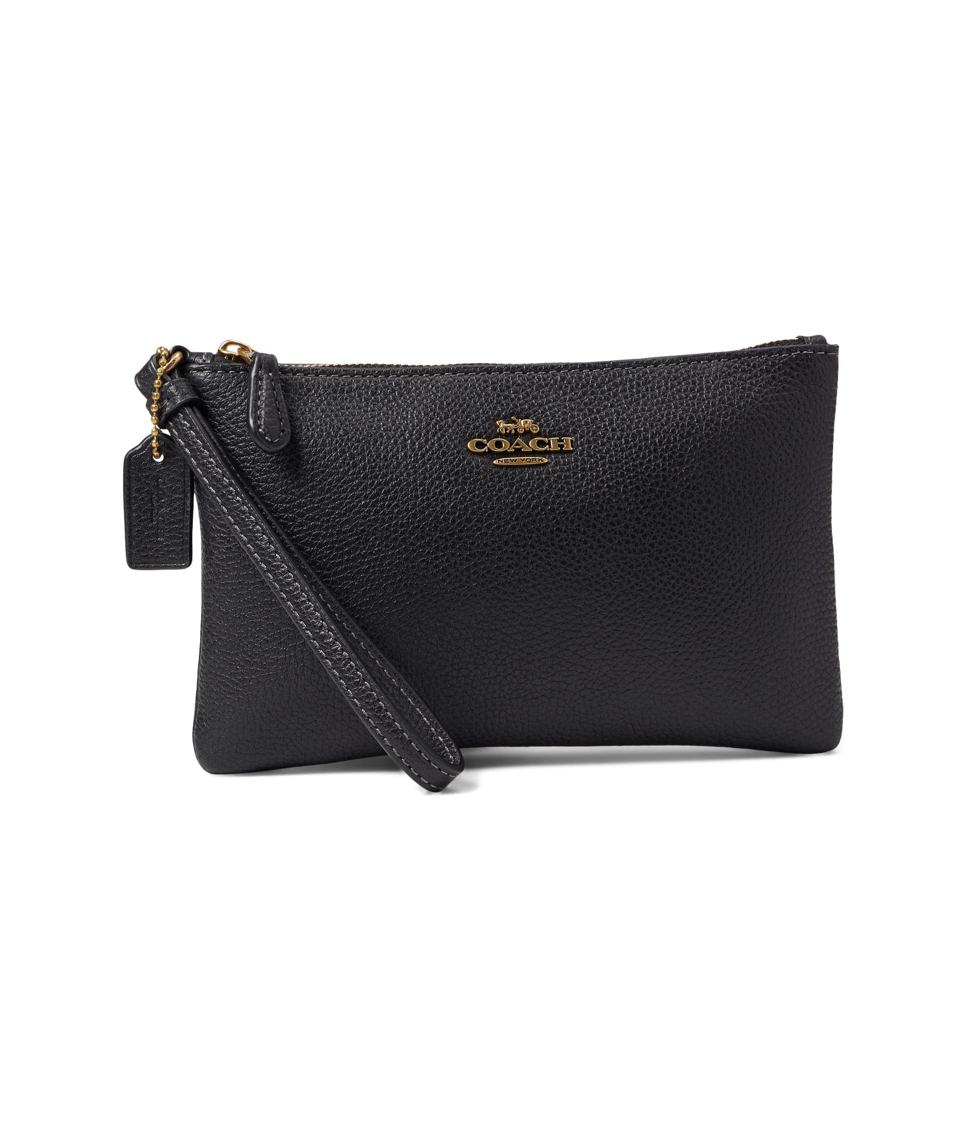 COACH Box Program Polished Pebble Small Wristlet - Stylish Leather Clutch Wallet for Women | Perfect for Parties, Date Nights & Everyday Use