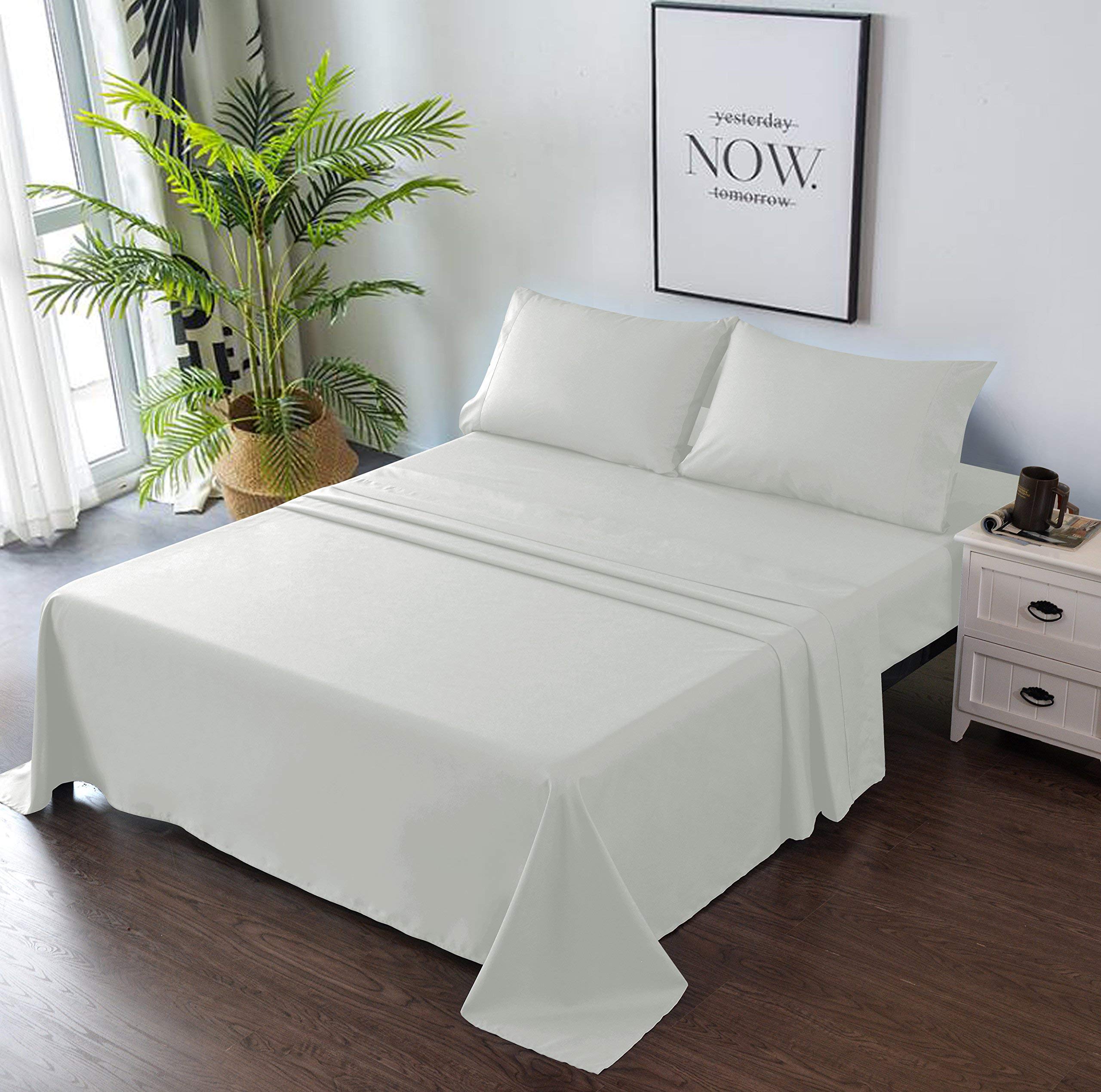 LinenEra 100% Cotton Sheets & Pillowcases Set - Full Size Silver (4pc) 800 Thread Count Long Staple Combed Cotton - Fits 18'' Deep Pocket Mattress - Soft & Breathable for All-Season Comfort - Perfect for Bedroom, Guest Room & Hotel Use