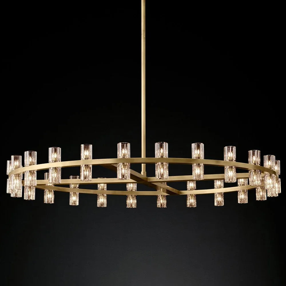 Elegant Crystal Glass Circular Pendant Light - Modern Ceiling Lighting Fixture for Dining Room, Bedroom, and Living Room Decor