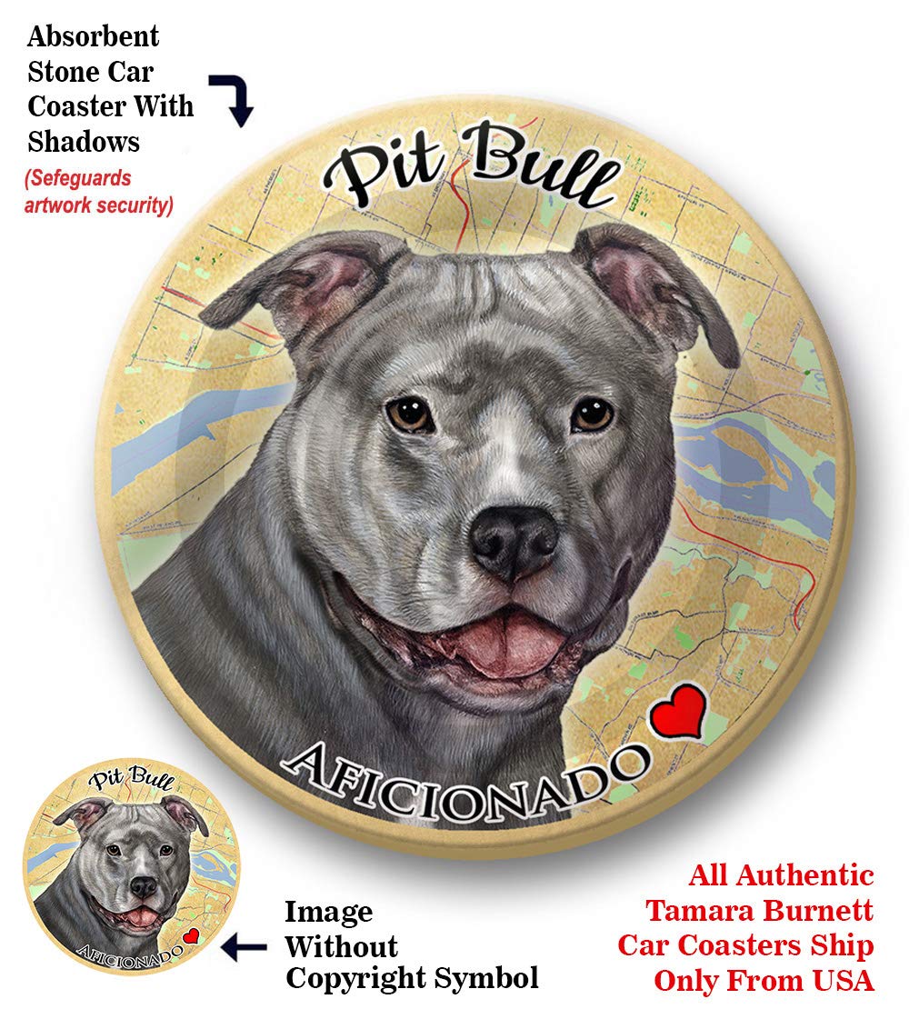 Pit Bull Blue Pet Coaster for Cars - Absorbent Ceramic Cup Holder for Dogs & Cats - Perfect for Travel & Home Use