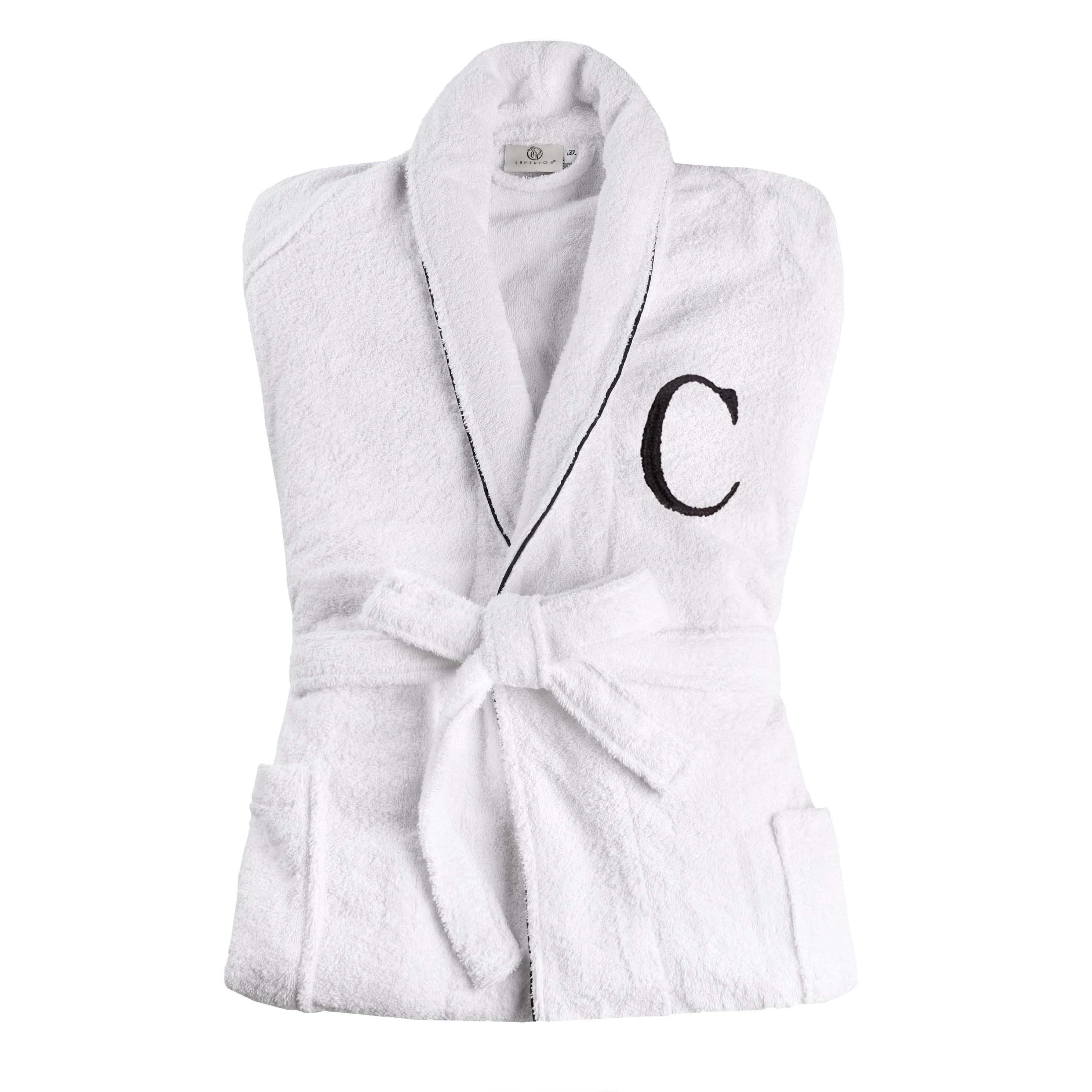 Premium Cotton Unisex Bathrobe for Adults - Soft, Fluffy & Highly Absorbent - White Embroidered Spa Robe for Relaxation, Hotels & Home Comfort