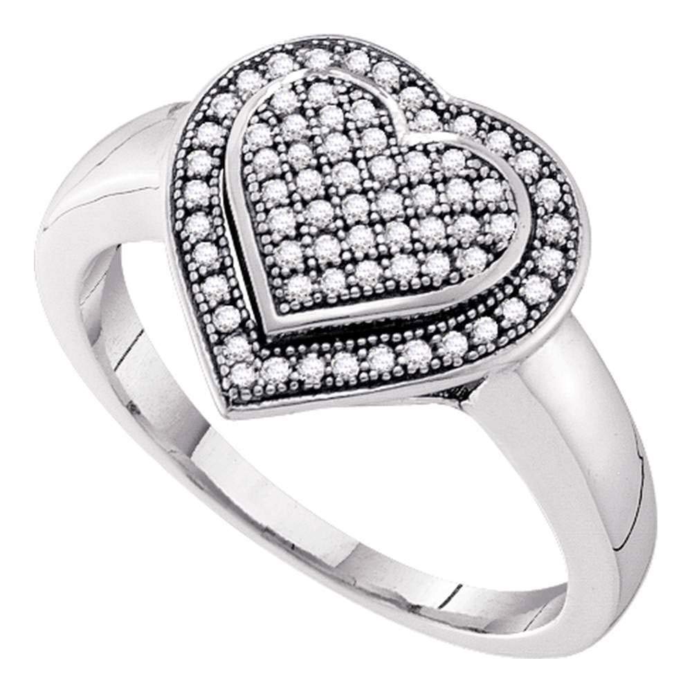 10kt White Gold Women's Round Diamond Heart Cluster Ring - 1/4 Cttw, Elegant Jewelry Gift for Her, Perfect for Valentine's Day, Anniversary & Special Occasions