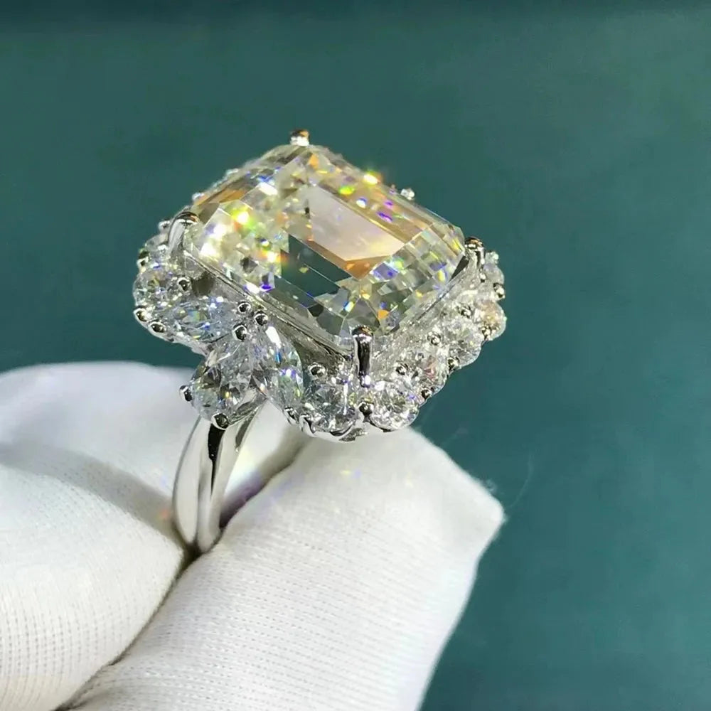 WUIHA 925 Sterling Silver 3EX Emerald Cut 6CT VVS Pink Sapphire Synthetic Moissanite Ring for Women | Elegant Gift for Anniversary, Engagement & Wedding | Drop Shipping Available
