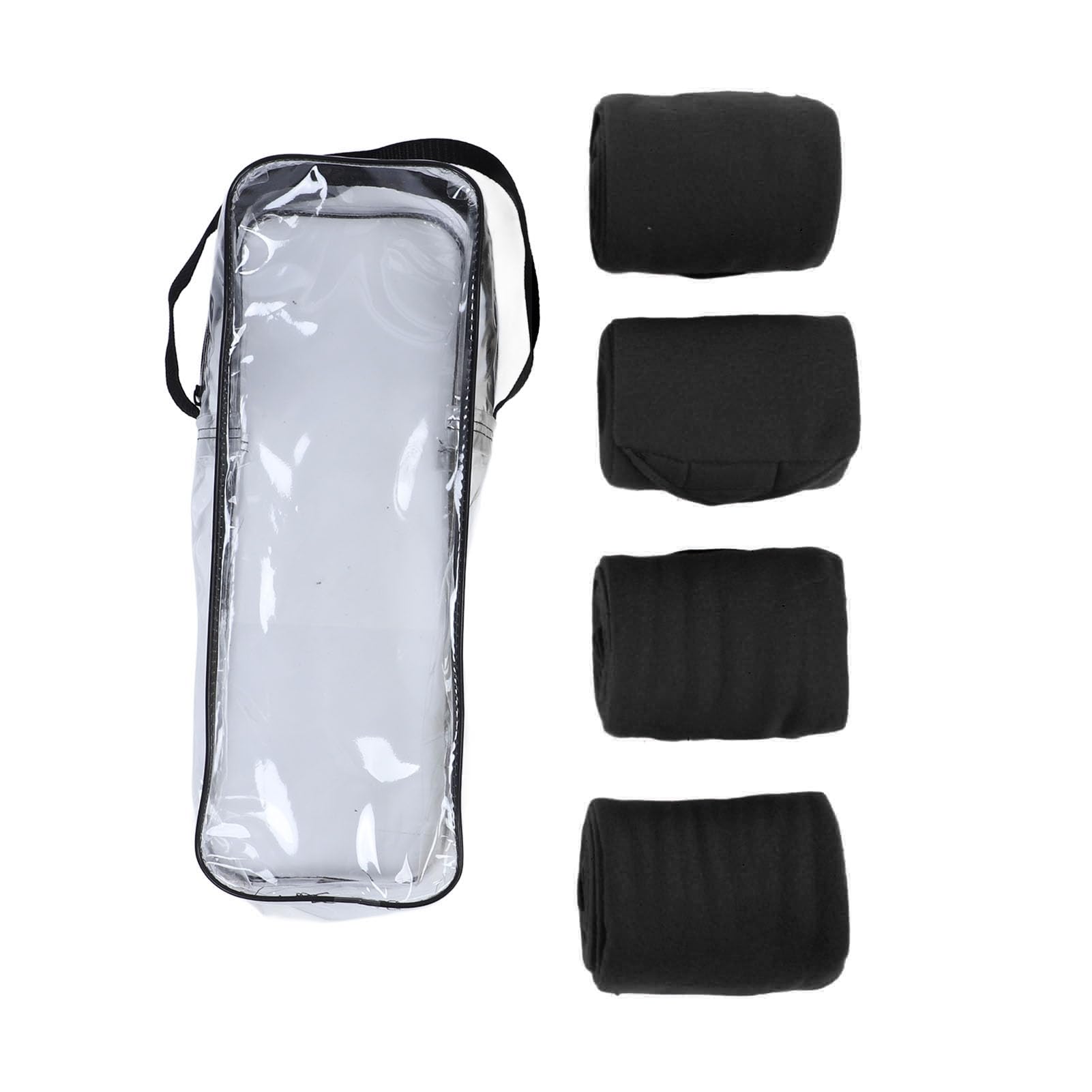 **Premium Adjustable Horse Leg Bandage - Soft Fleece Protective Wrap for Equestrian Riding & Training (4PCS, Black) - Ideal for Show Jumping, Dressage & Stable Care**