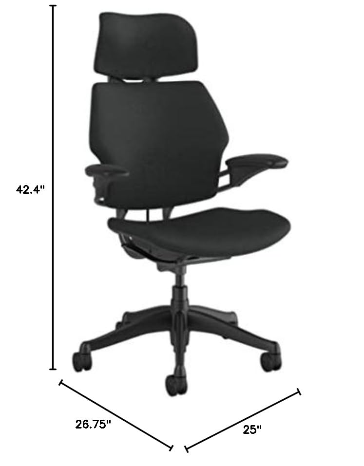 Humanscale Freedom Ergonomic Office Chair with Headrest - Adjustable Height & Duron Arms - Hard Floor Wheels - Graphite Frame & Corde 4 Fabric - Perfect for Home Office, Gaming & Workspaces