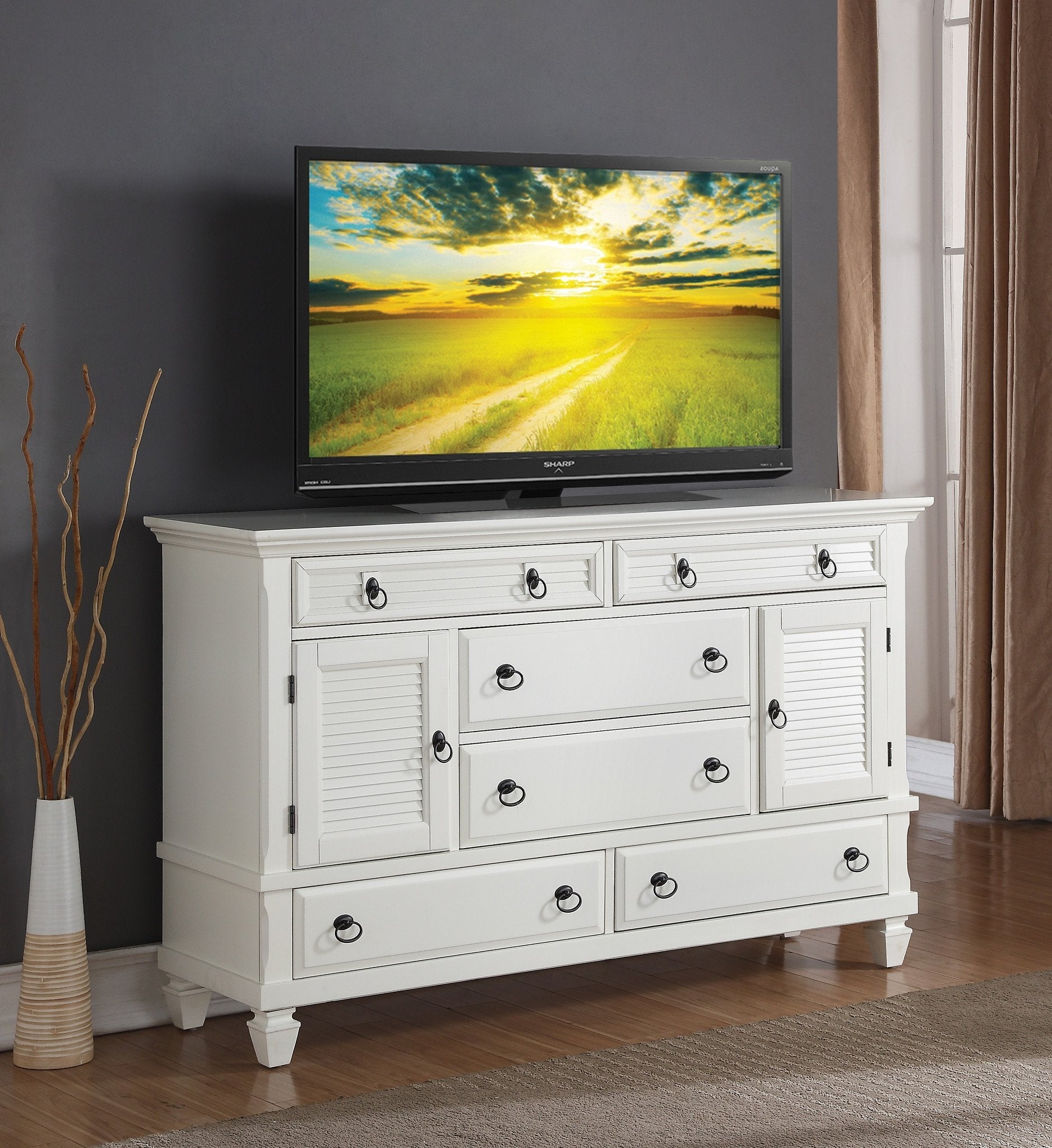 Regitina 016 White Dresser for Bedroom - Modern 6-Drawer Chest with Soft Close Drawers, Perfect for Bedroom Storage & Organization (White Finish) | Ideal for Master Bedroom, Guest Room, or Nursery Furniture Setup