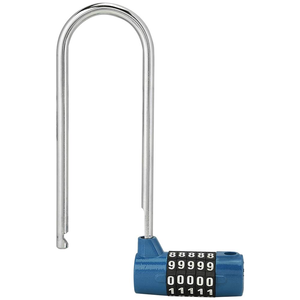 Sonew 5-Digit Combination Alloy Padlock - U-Shape Security Code Lock with Extra Long Shackle for Cabinet, Door, Locker - Resettable Combo Lock for Gym, School, Storage (Blue) - Ideal for Lockers, Toolboxes, and Outdoor Gates