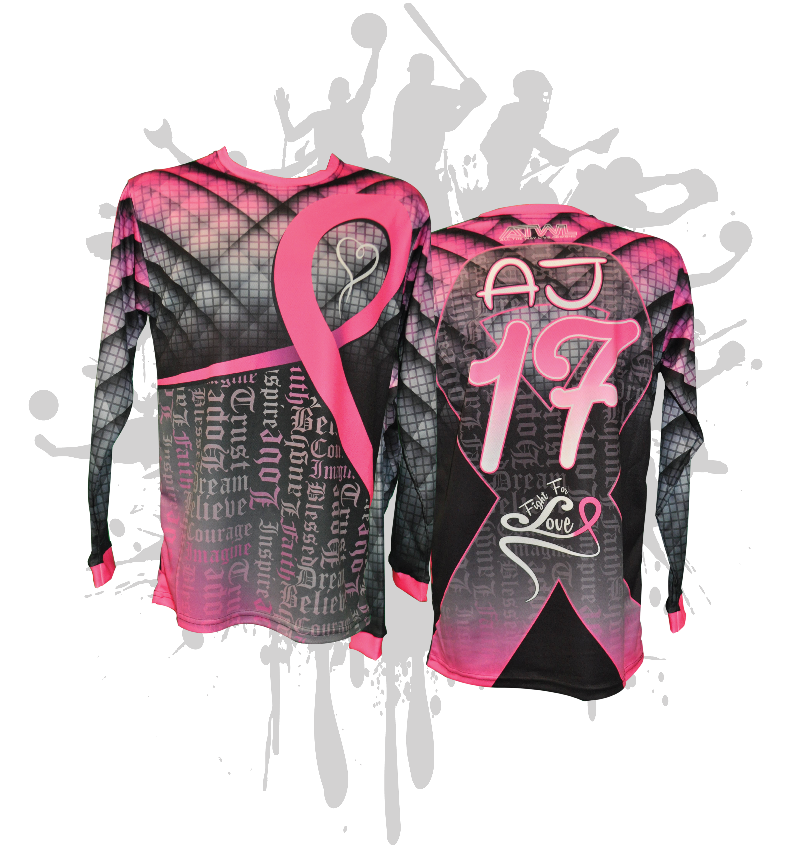 Fight For Love Cancer Awareness Men's Long Sleeve Jersey - Comfortable Full Dye Shirt for Support, Fundraising & Everyday Wear