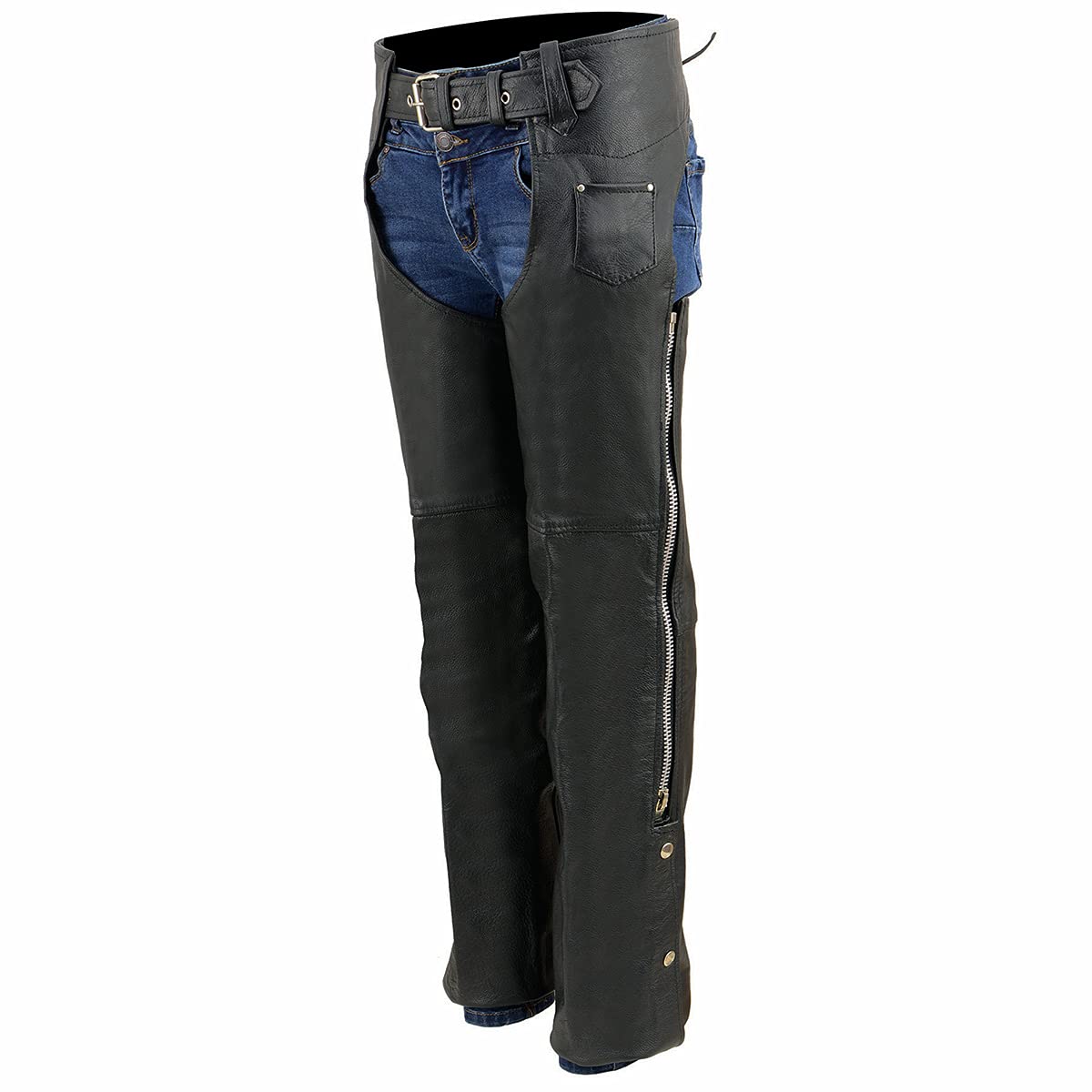 Milwaukee Leather SH2013 Kids Unisex Black Classic Leather Chaps - 3X-Large | Durable Motorcycle Riding Gear for Boys & Girls | Perfect for Bike Rides, Rodeos & Outdoor Adventures