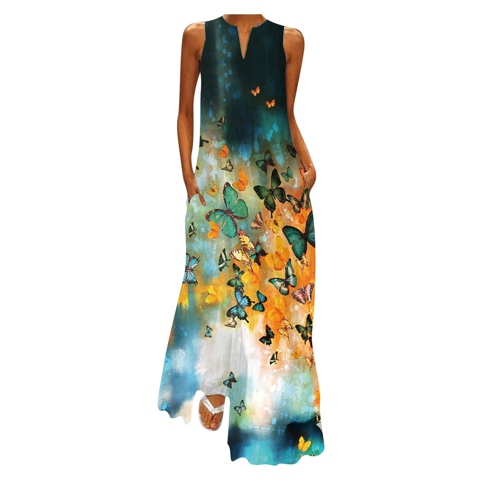 Plus Size Floral Spaghetti Strap Swing Dress for Women - Casual Loose Fit Wedding Guest Dress & Summer Party Outfit