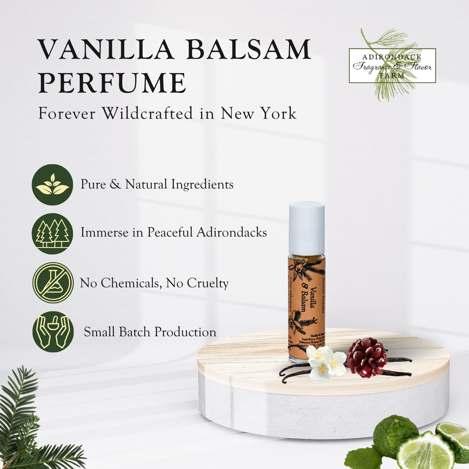 ADK Vanilla Balsam Botanical Perfume Roller .33 oz (10 mL) - Natural Hypoallergenic & Clean Fragrance for Women & Men with Pine, Bergamot, Vanilla, Balsam & Amber Notes | Perfect for Daily Wear, Gifts & Aromatherapy