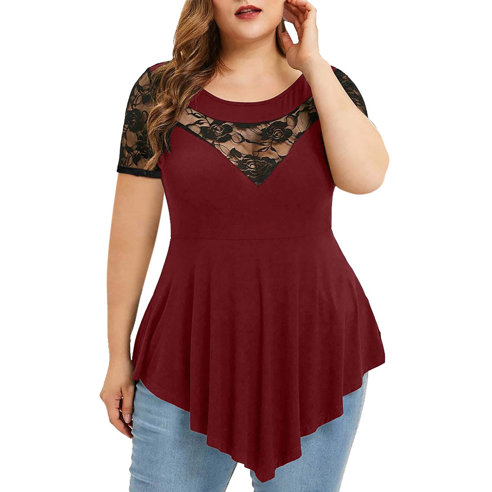 Plus Size Floral Lace Blouse - Strapless Tunic Top for Women | Party & Date Night