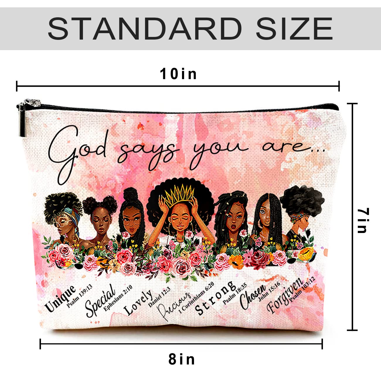 Waterproof Canvas Makeup Bag for Women - Cute Funny Cosmetic Pouch with Zipper, Travel Toiletry Organizer for African American Women | Perfect for Travel, Gym & Daily Essentials Storage