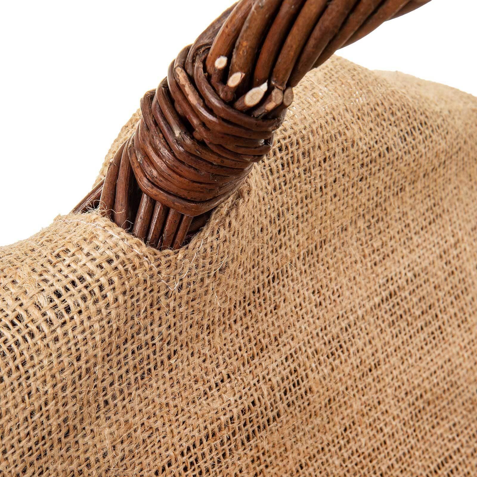 Premium Willow Firewood Basket with Jute Lining - Rustic Wood Carrier for Fireplace, Camping & Outdoor Decor - Heavy Duty Log Storage for Home, Patio and Cabin