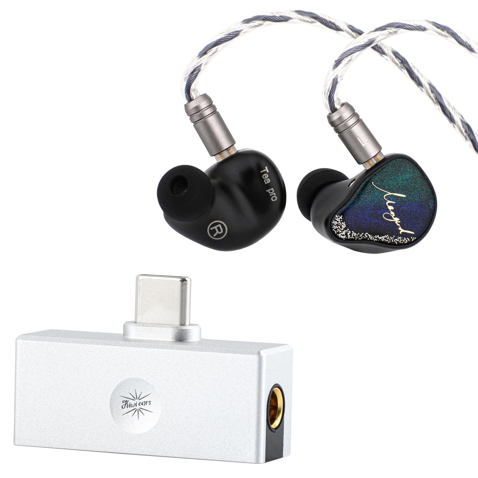 Linsoul Xenns Mangird Tea PRO Hybrid IEM Earphones - 6BA+2DD Drivers, HiFi In-Ear Monitors for Audiophiles | Kiwi Ears Allegro Mini Portable IEM DAC Amplifier with USB-C to 3.5mm/4.4mm Output | Perfect for Studio Recording, Gaming & Music Listening