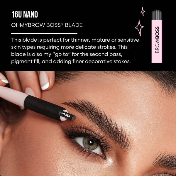 OHMYBROW BOSS Microblade Eyebrow Pen & Stencil Kit - Professional Waterproof Eyebrow Makeup Set for Natural Looking Brows - Perfect for Daily Use, Special Occasions, and Salon Professionals