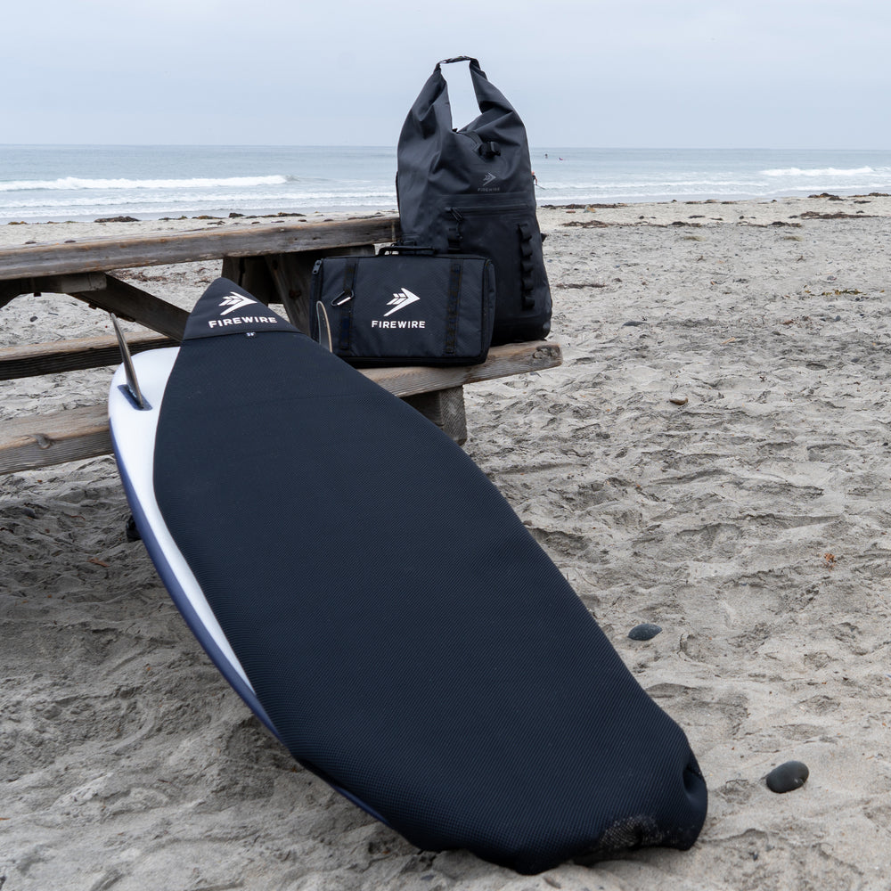 Firewire Black Mesh Board Sock for Shortboards - Durable Surfboard Cover for Protection & Storage - Perfect for Travel & Beach Days
